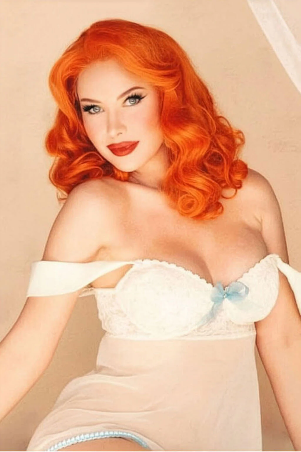 Ginger pinup lace front wig with vintage style finger waves: Lula - Image 10