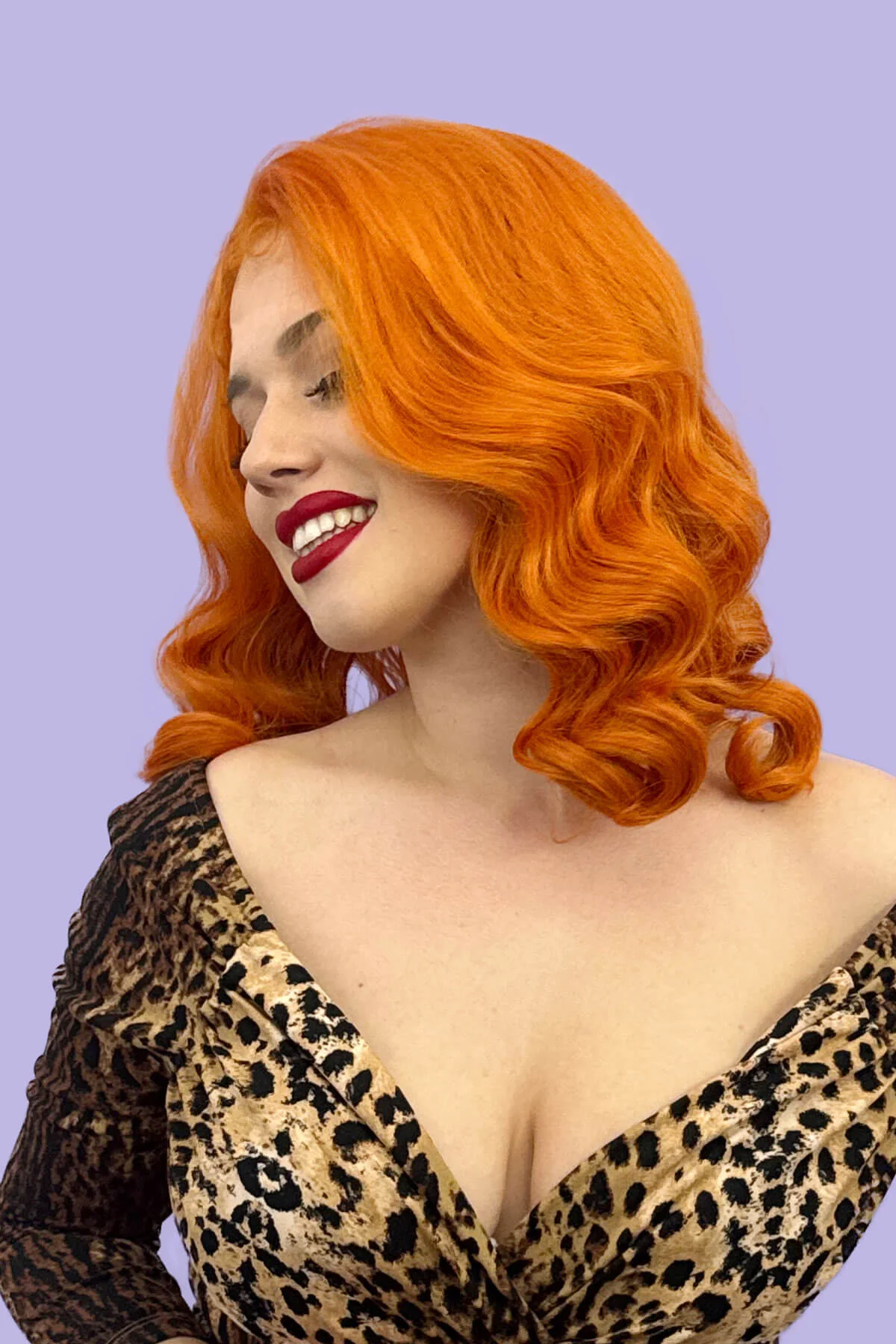Ginger pinup lace front wig with vintage style finger waves: Lula - Image 3