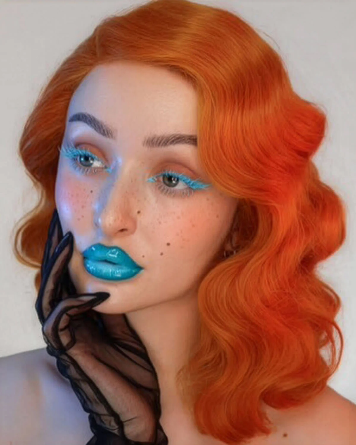 Ginger pinup lace front wig with vintage style finger waves: Lula - Image 6