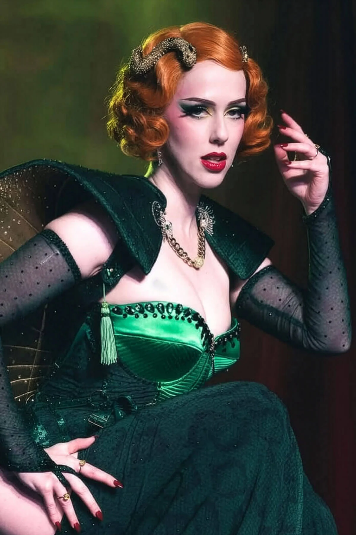 Ginger pinup wig, lace front, vintage style: Flo - Image 3