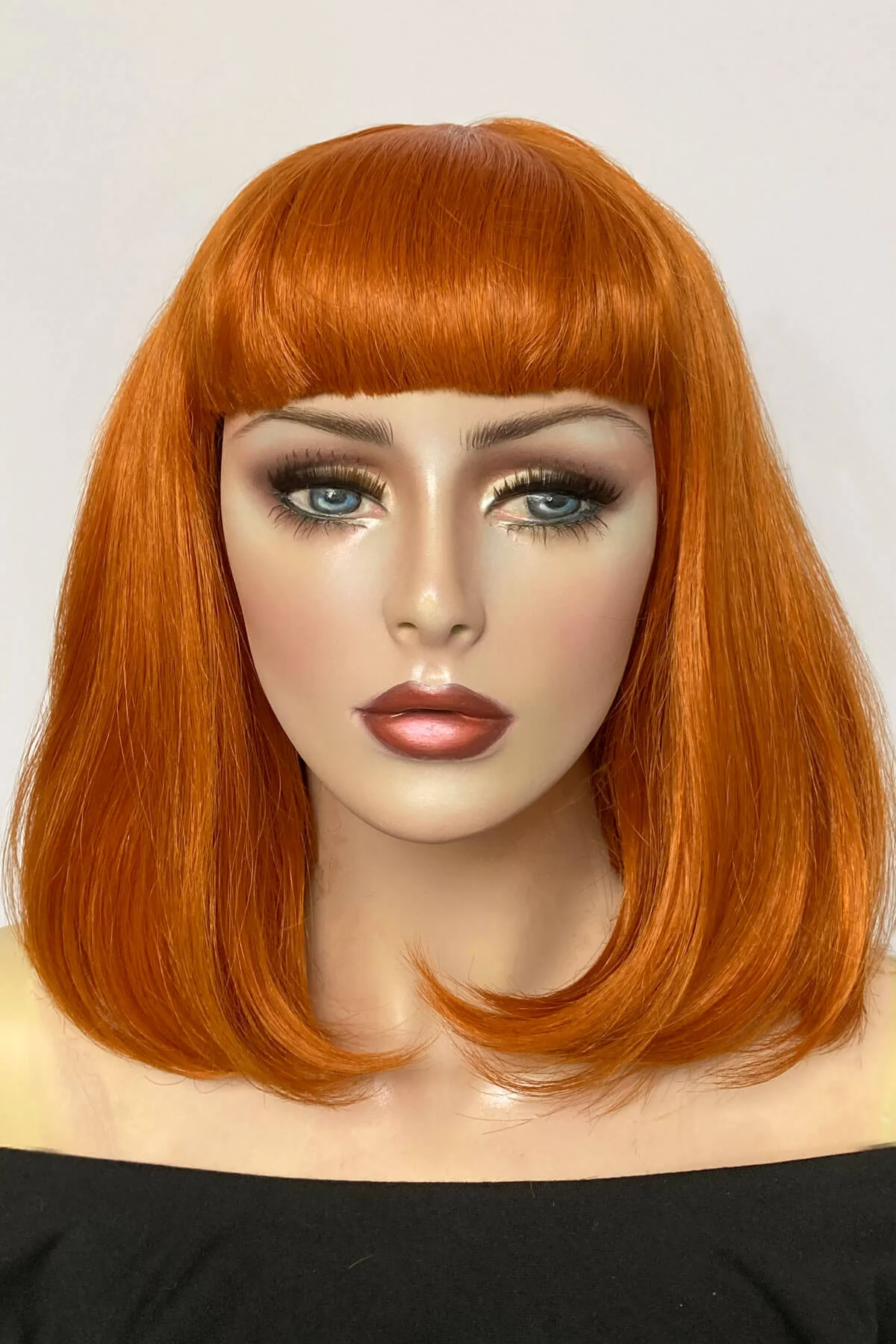 Ginger long bob wig with a short retro style fringe: Bonnie - Image 5