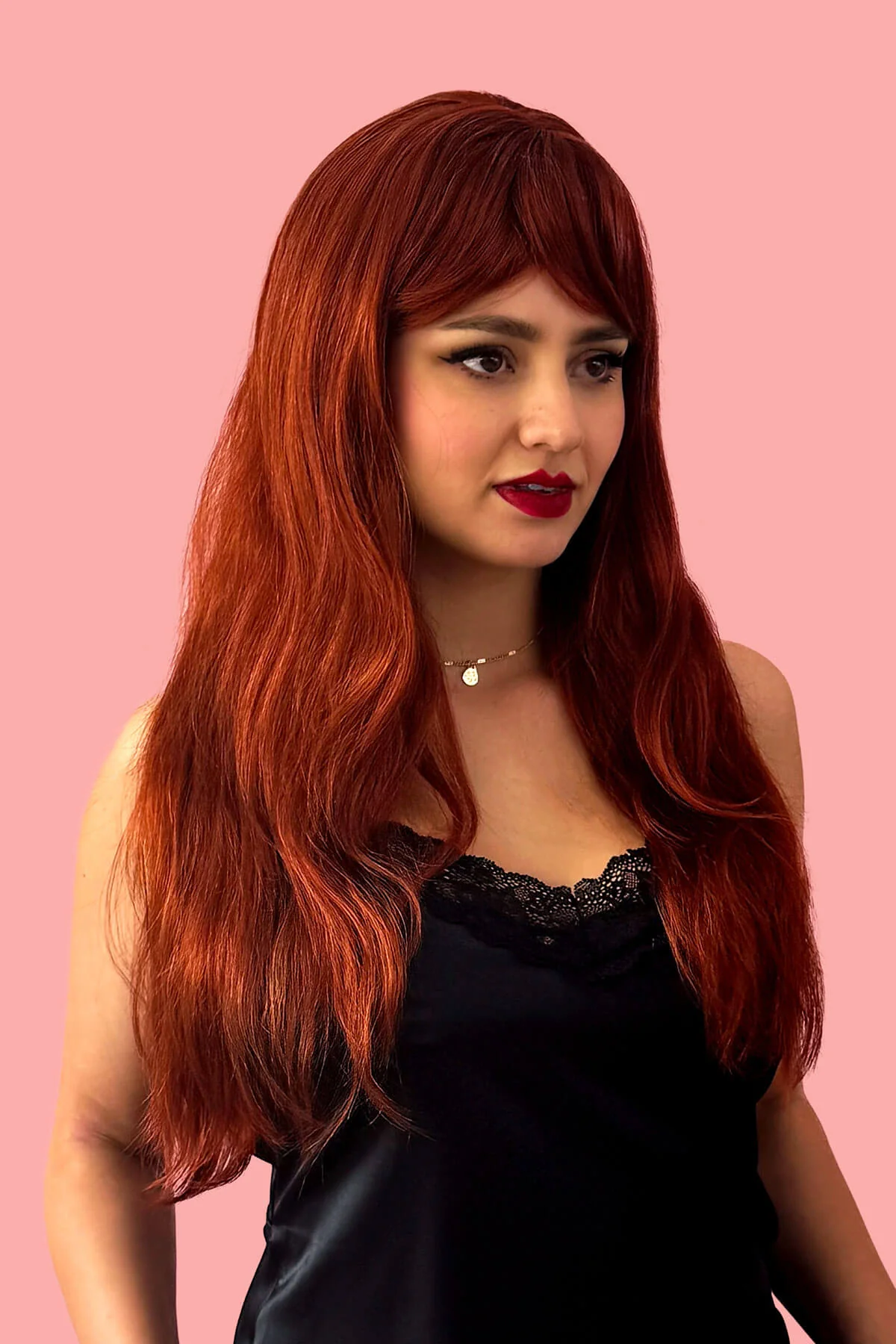 Gingery-red wig with mermaid waves and swept fringe: Roisin - Image 3