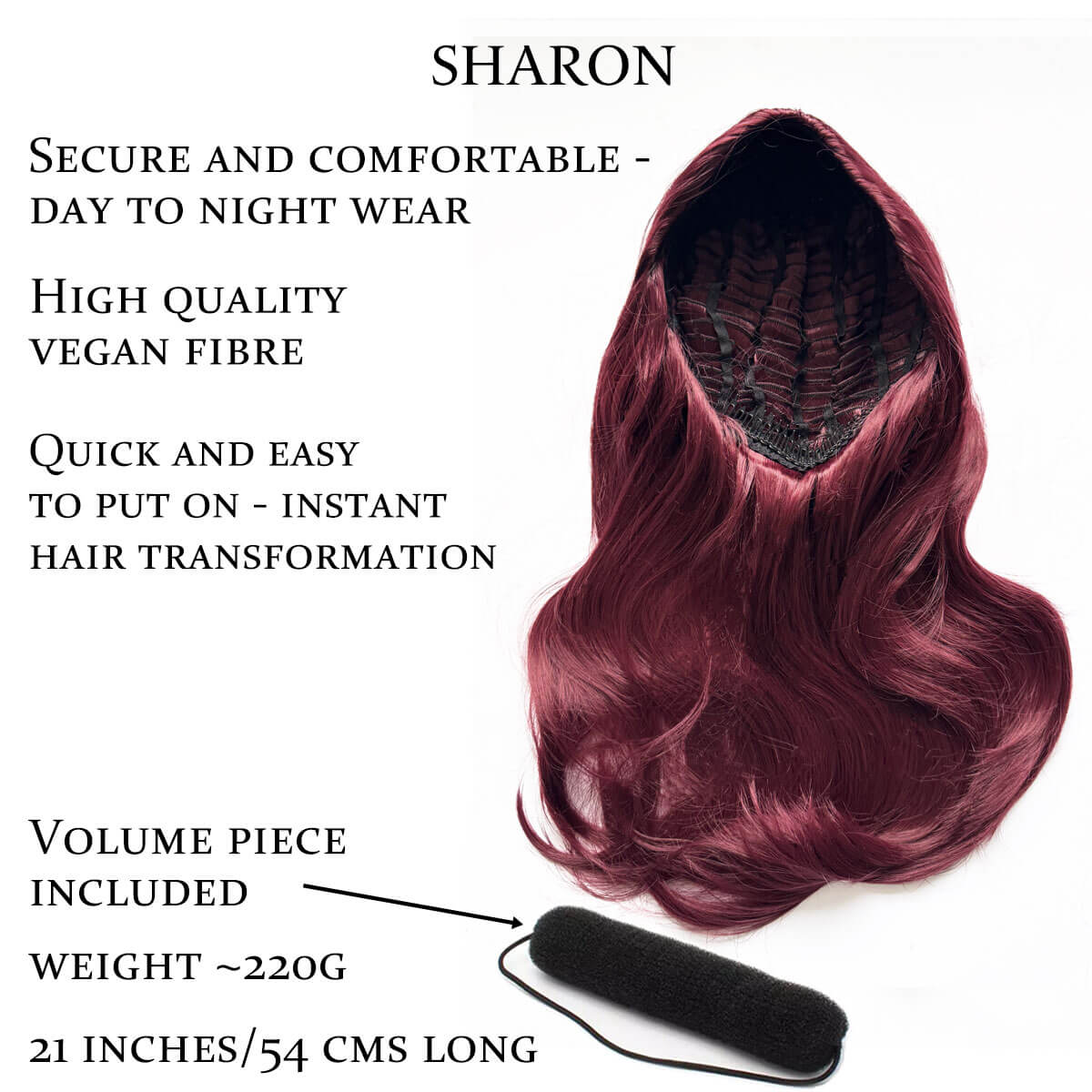 Half wig hairpiece, long and wavy, Flexihair (Heat styleable) and volume ring for high crown: Sharon - Image 39