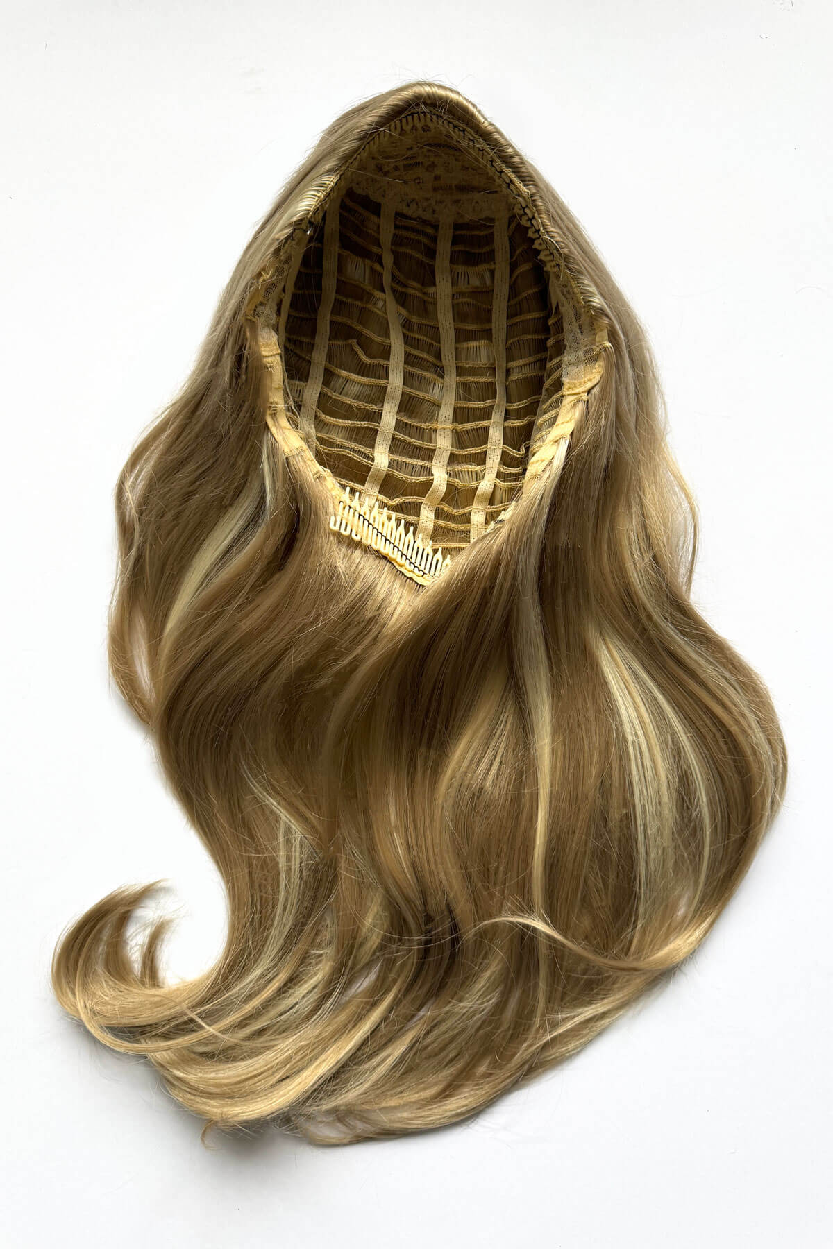 Half wig hairpiece, long and wavy, Flexihair (Heat styleable) and volume ring for high crown: Sharon - Image 6