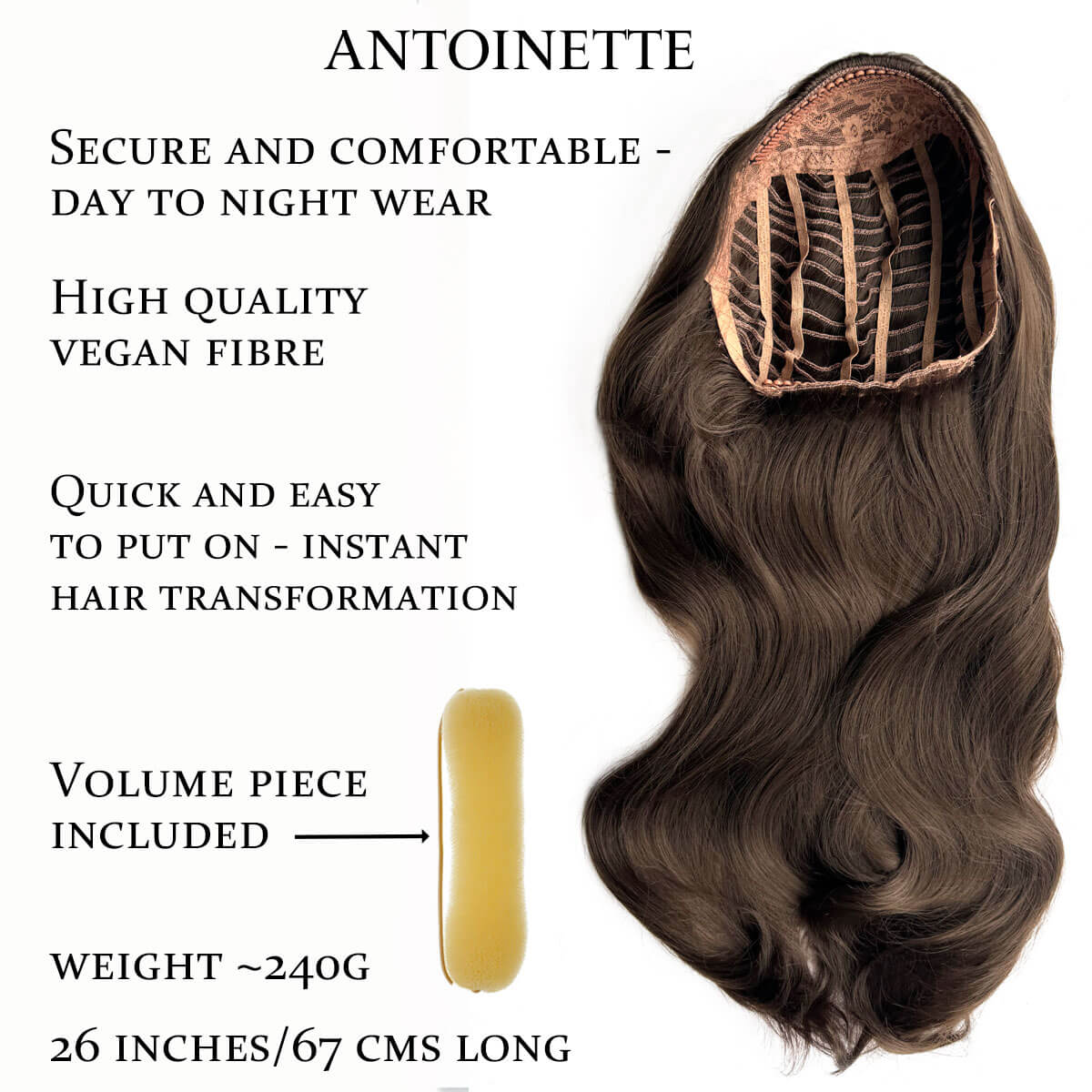 Heat styleable half wig hairpiece, long wavy, Flexihair: Antoinette - Image 10