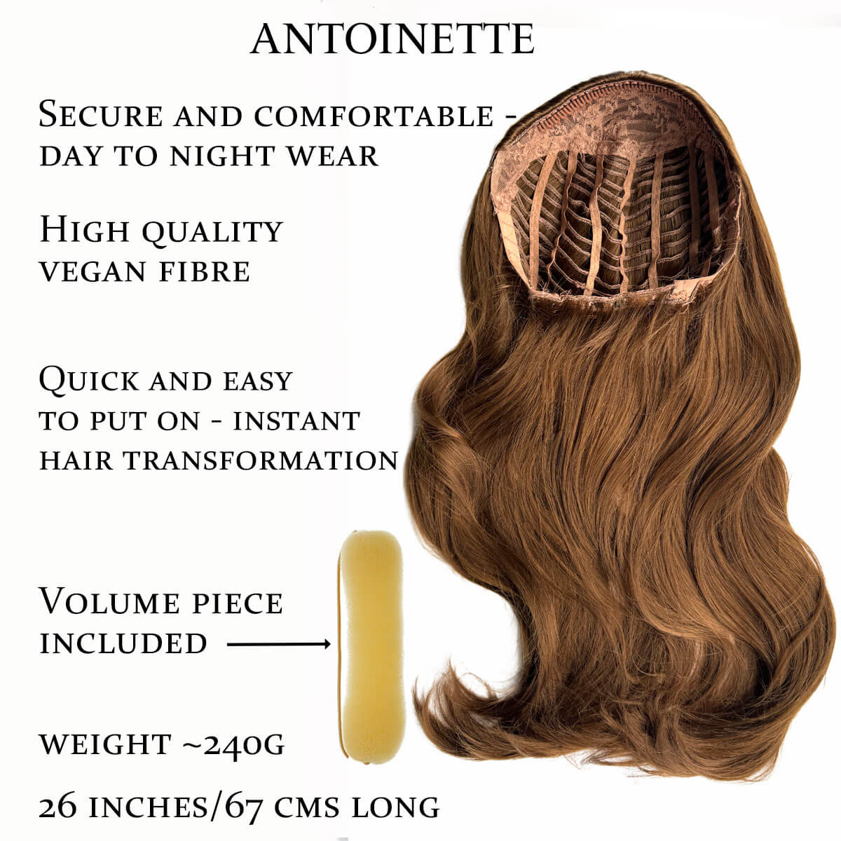 Heat styleable half wig hairpiece, long wavy, Flexihair: Antoinette - Image 15