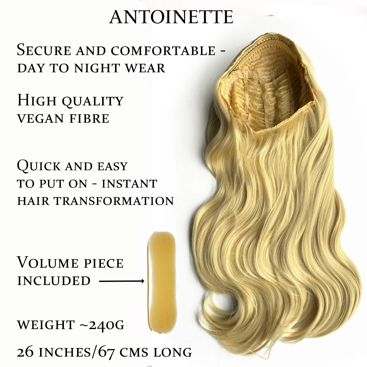 Heat styleable half wig hairpiece, long wavy, Flexihair: Antoinette - Image 25