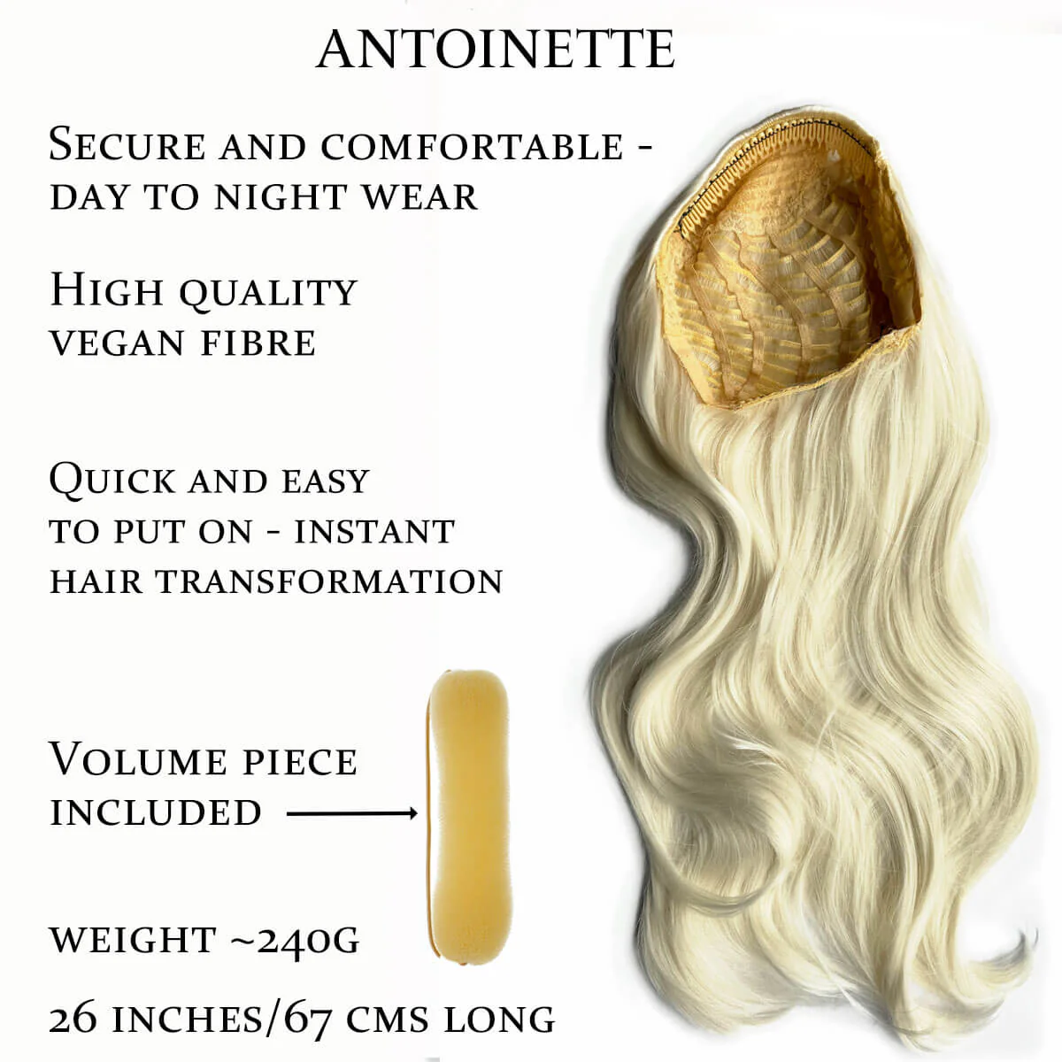 Heat styleable half wig hairpiece, long wavy, Flexihair: Antoinette - Image 30