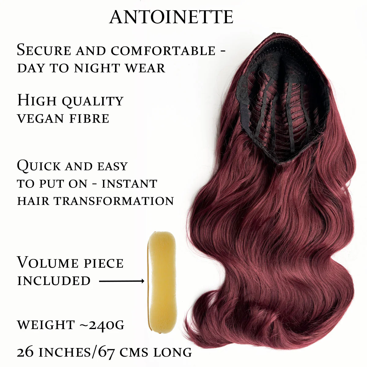 Heat styleable half wig hairpiece, long wavy, Flexihair: Antoinette - Image 35