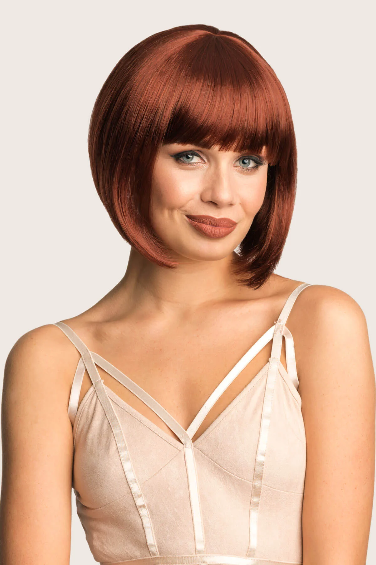 Ginger/Copper red bob wig, Inverted / A-Line style: Jacqueline - Image 3