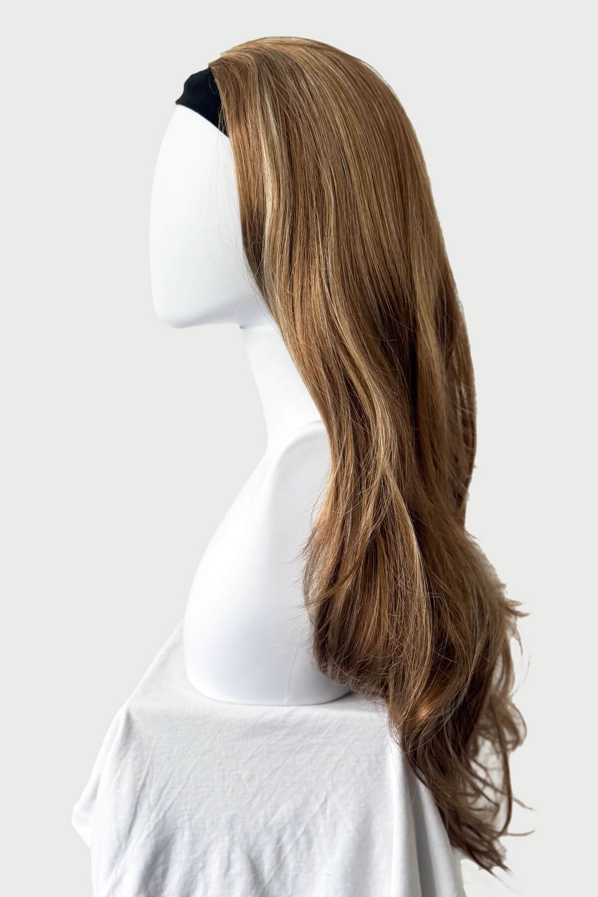 Light brown half wig with blonde highlights & loose waves: May - Image 4
