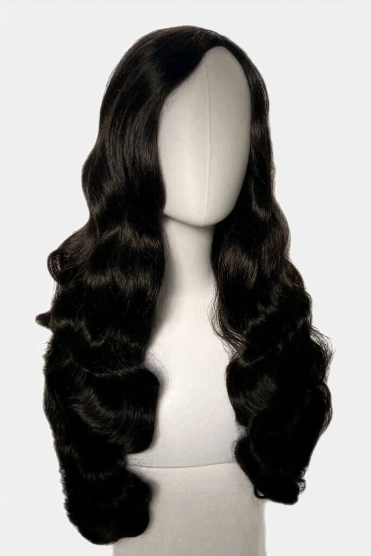Long black pinup style wig with vintage hollywood waves: Veronica - Image 5