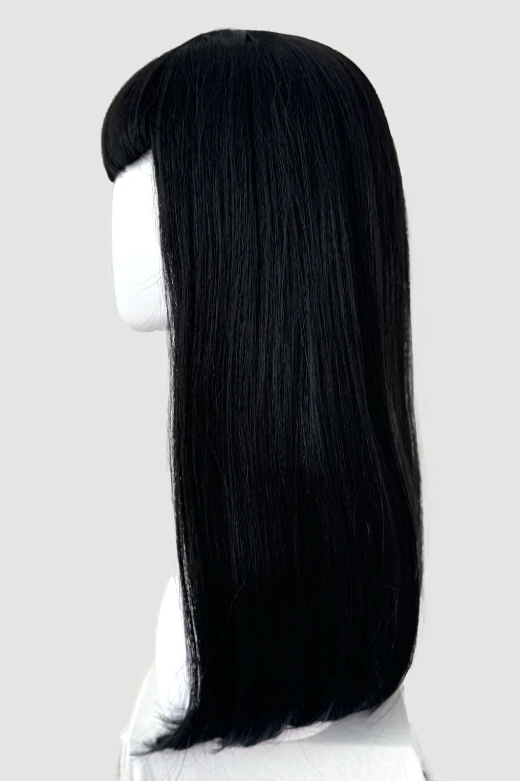 Long black wig with straight hair and a short, straight fringe: Maxine - Image 6