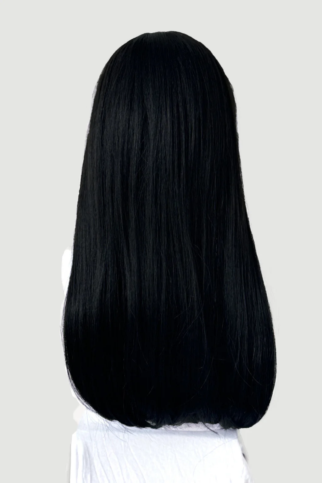 Long black wig with straight hair and a short, straight fringe: Maxine - Image 7