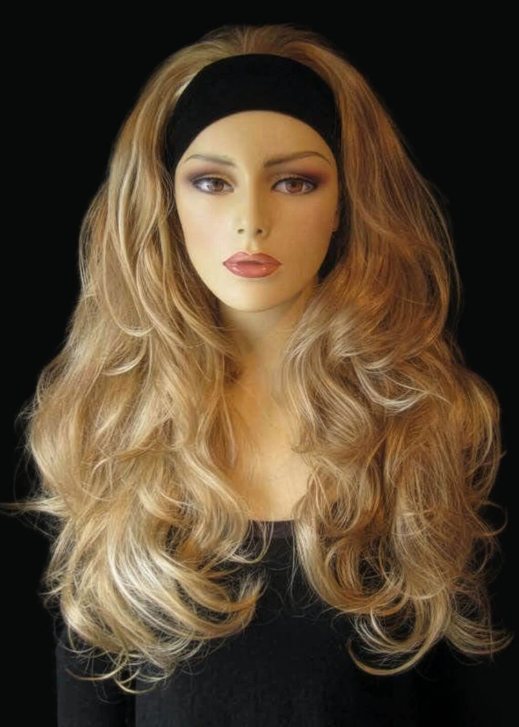 Long blonde 3/4 hairpiece (half wig), big loose curls: Zara - Image 12