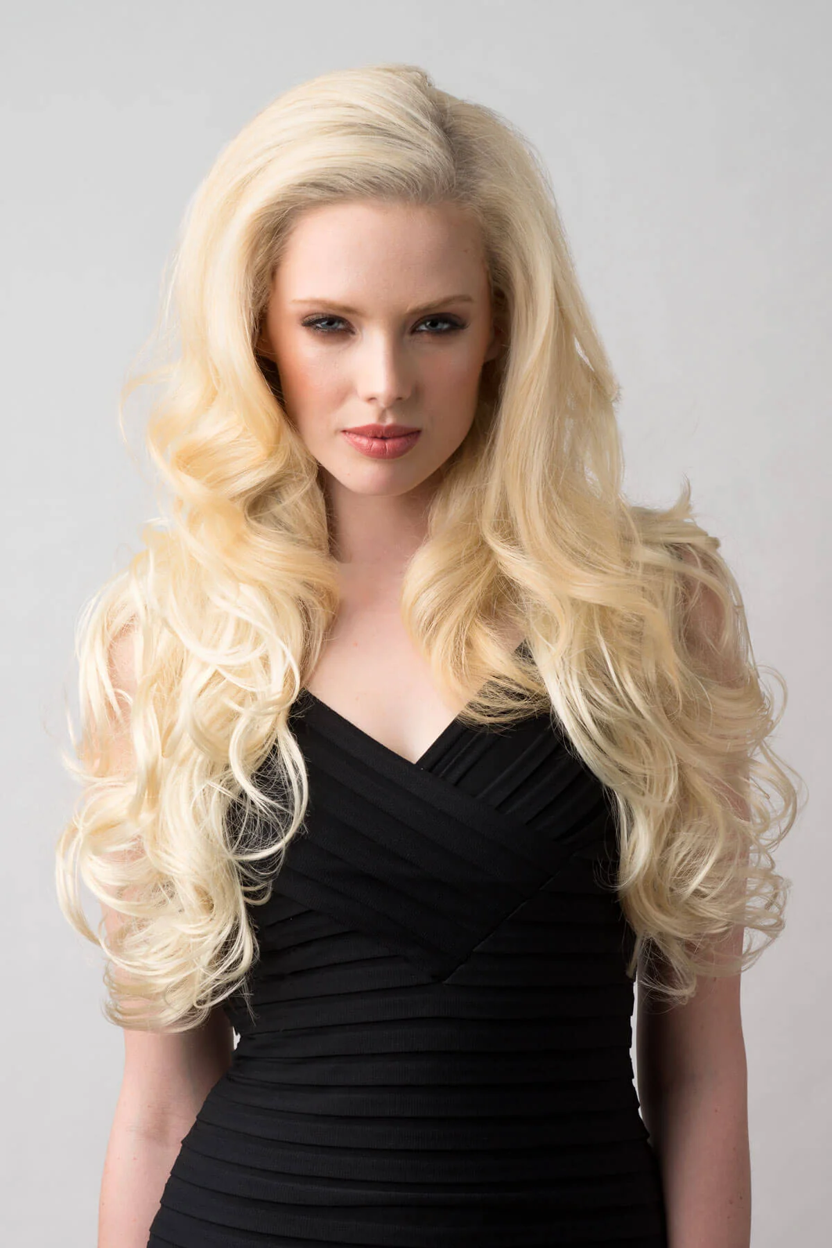 Long blonde 3/4 hairpiece (half wig), big loose curls: Zara - Image 7