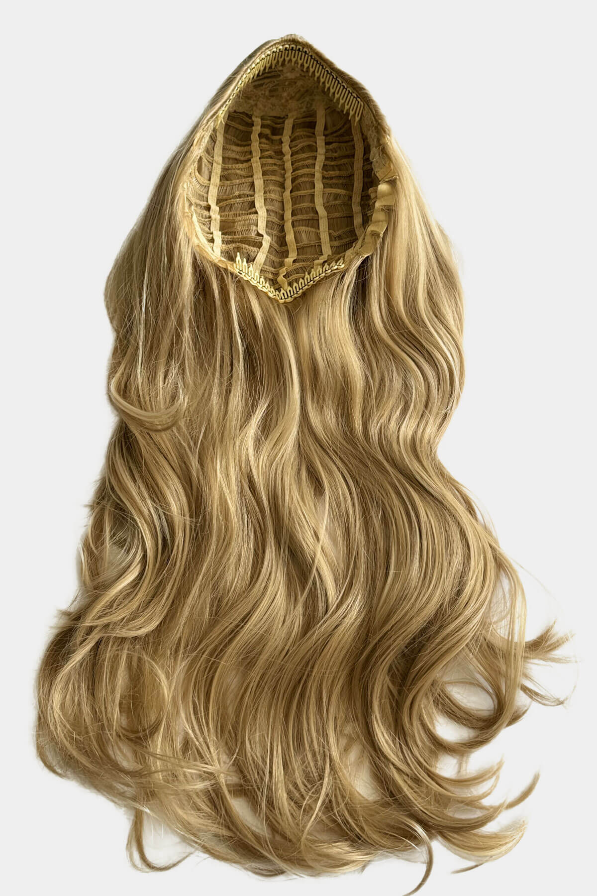 Long blonde half wig hairpiece (3/4 wig) loose curls: Frankii - Image 11