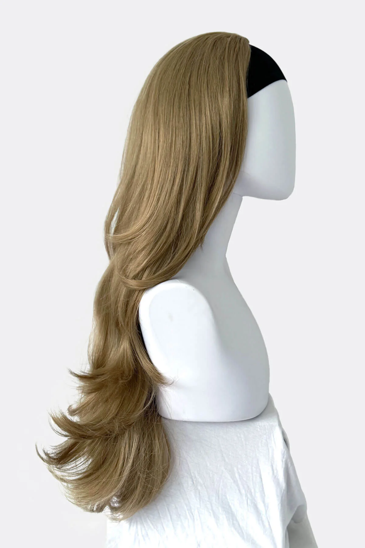 Long blonde half wig hairpiece (3/4 wig) loose curls: Frankii - Image 14