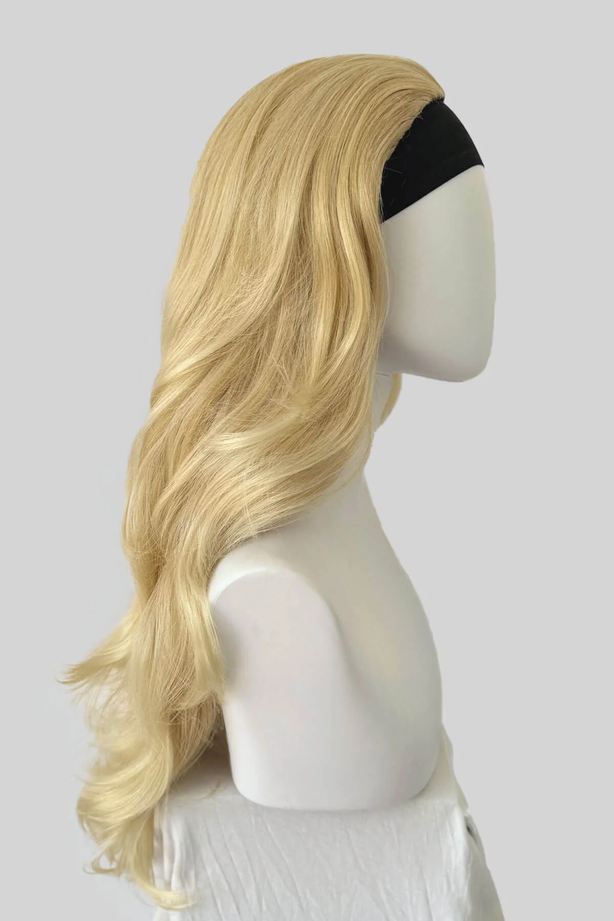 Long blonde half wig hairpiece (3/4 wig) loose curls: Frankii - Image 22