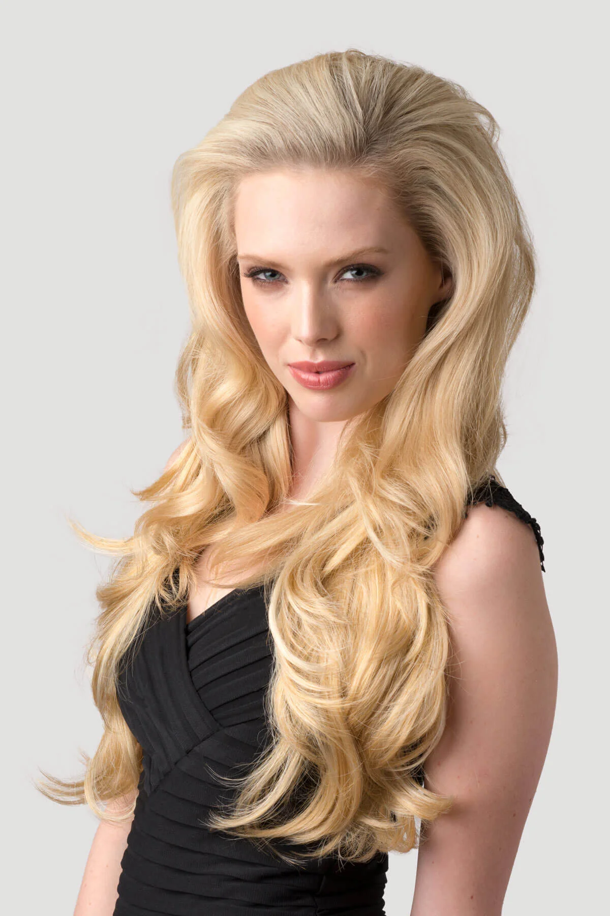 Long blonde half wig hairpiece (3/4 wig) loose curls: Frankii - Image 28