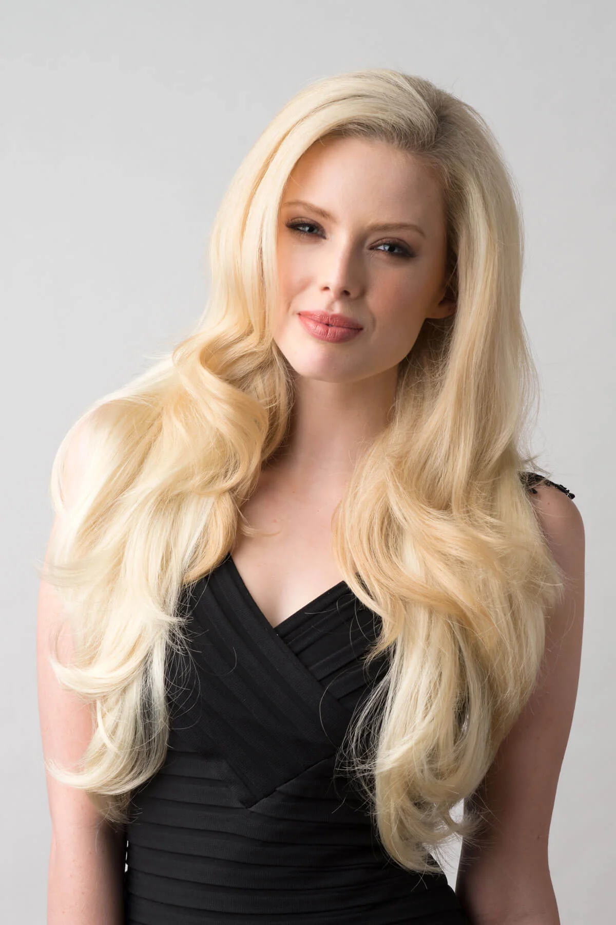 Long blonde half wig hairpiece (3/4 wig) loose curls: Frankii - Image 3