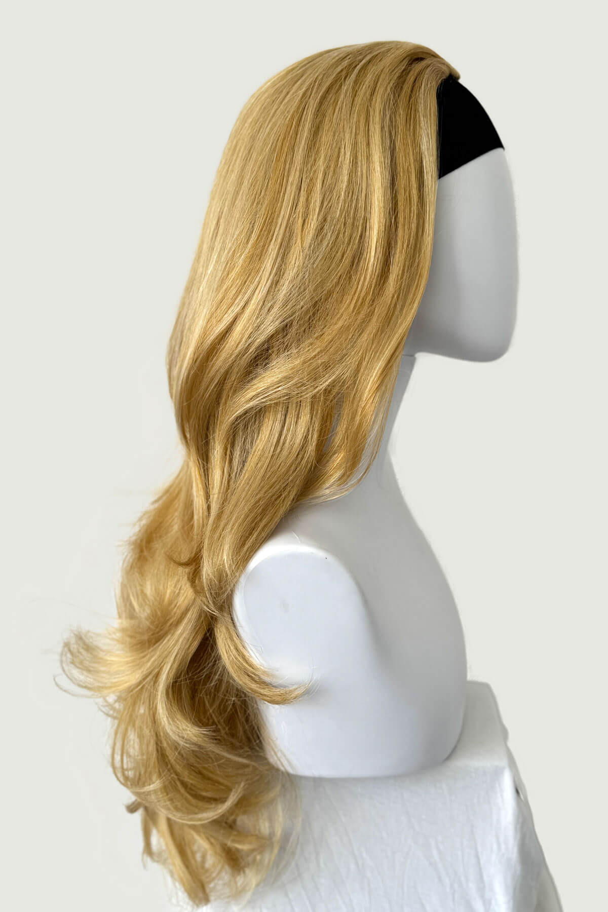 Long blonde half wig hairpiece (3/4 wig) loose curls: Frankii - Image 30
