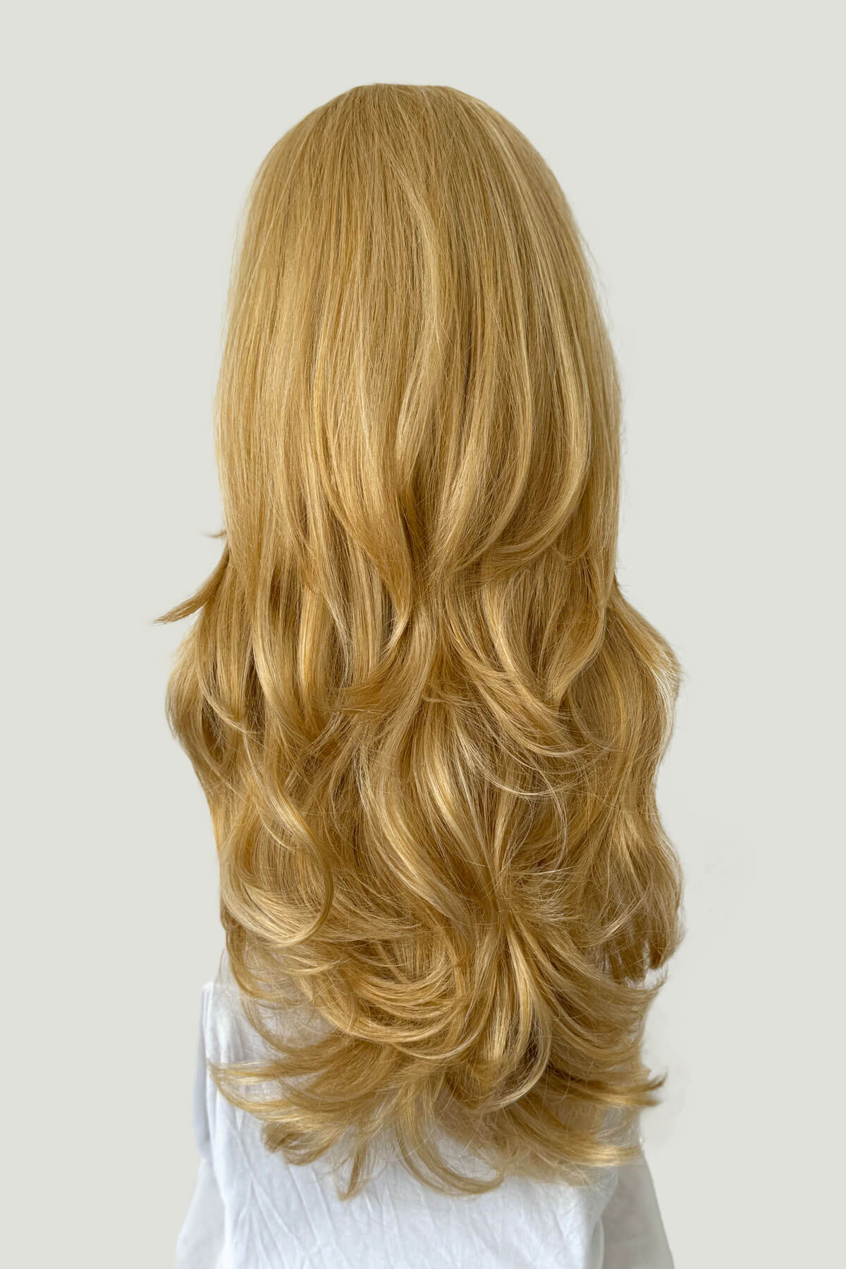 Long blonde half wig hairpiece (3/4 wig) loose curls: Frankii - Image 31