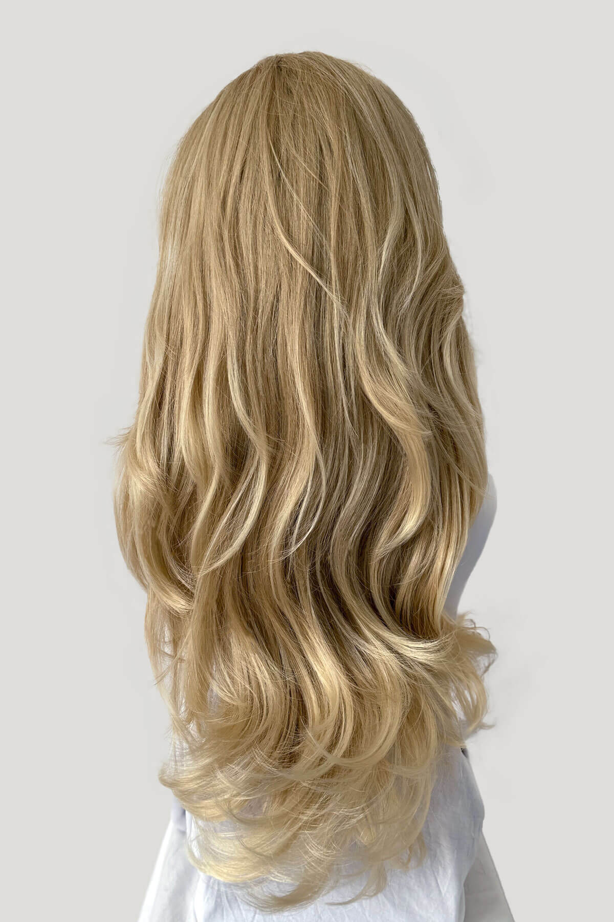 Long blonde half wig hairpiece (3/4 wig) loose curls: Frankii - Image 37