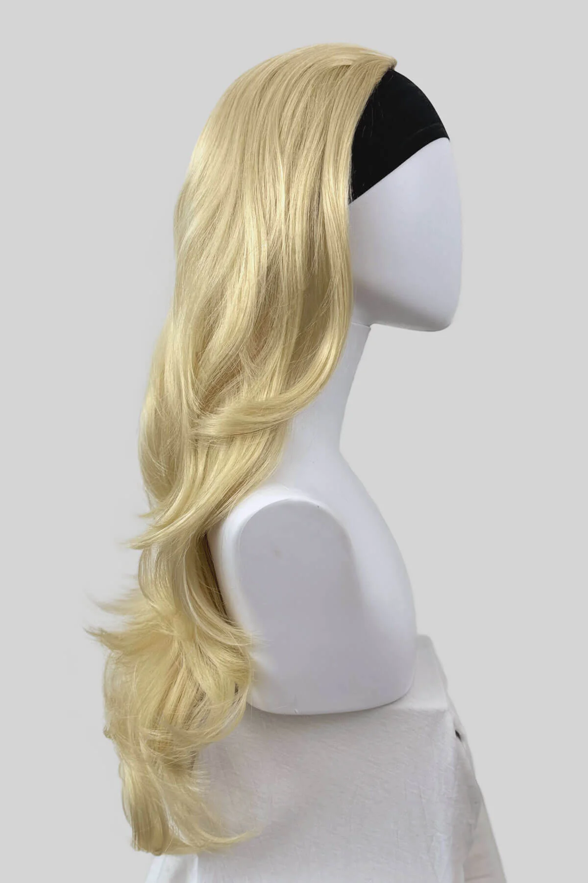 Long blonde half wig hairpiece (3/4 wig) loose curls: Frankii - Image 4