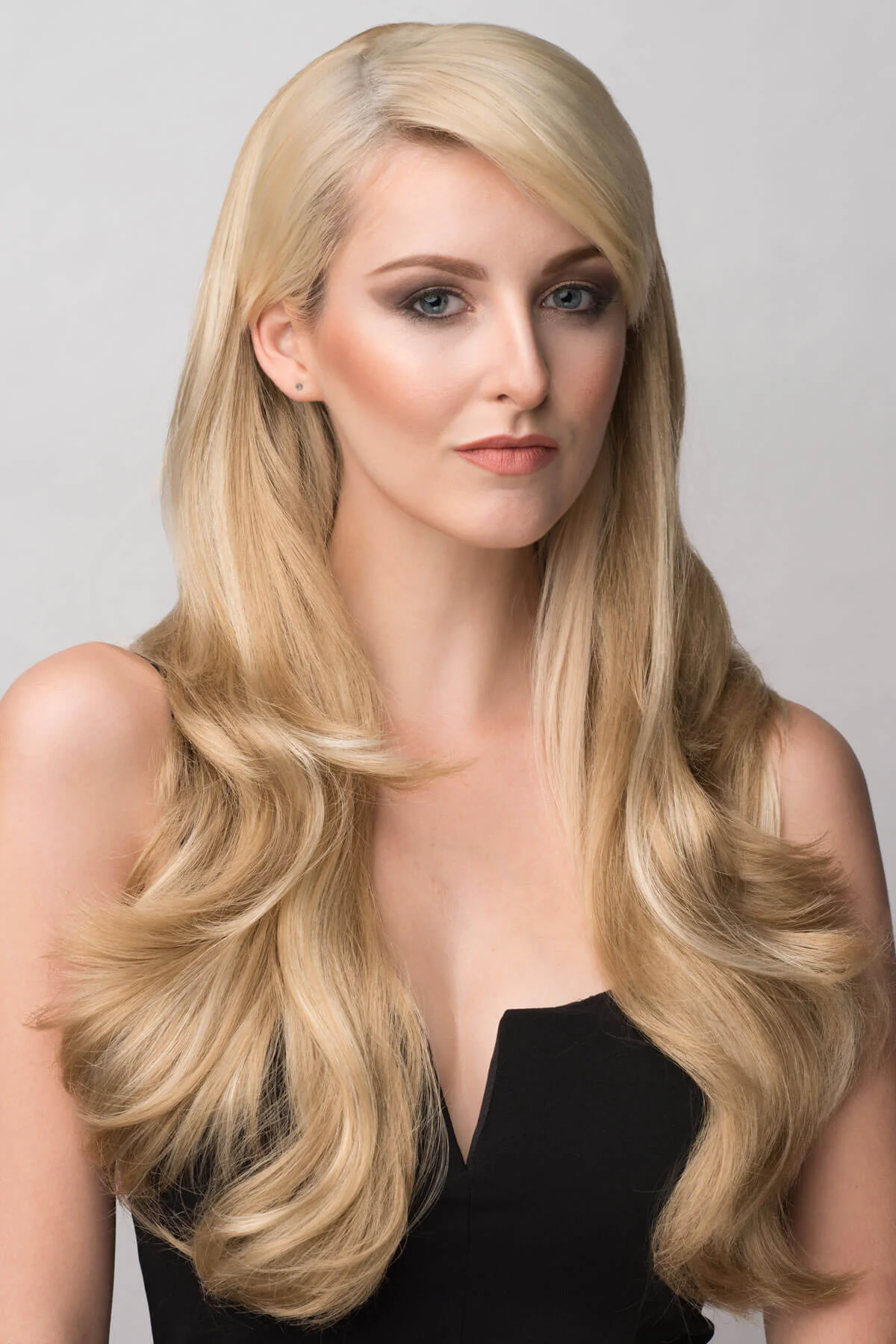 Long blonde half wig hairpiece (3/4 wig) loose curls: Frankii - Image 8