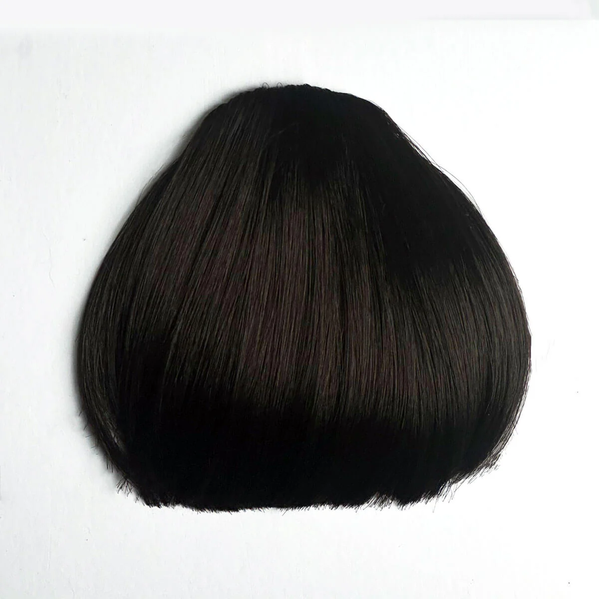Long dark brown wavy ponytail extension with clip-in micro-bangs: Maryam - Image 3