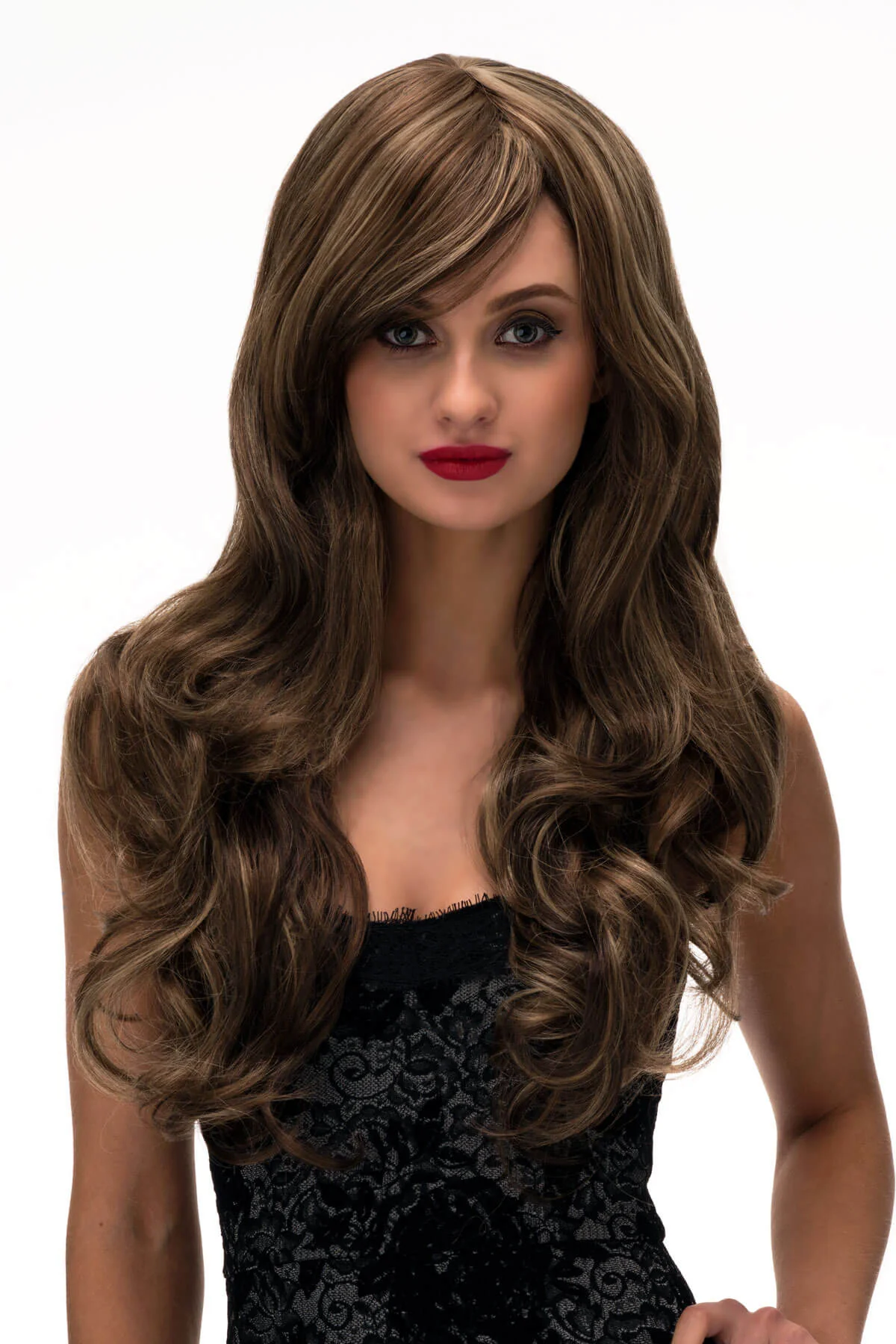 Long brown wig with gentle waves: Bella - Image 14