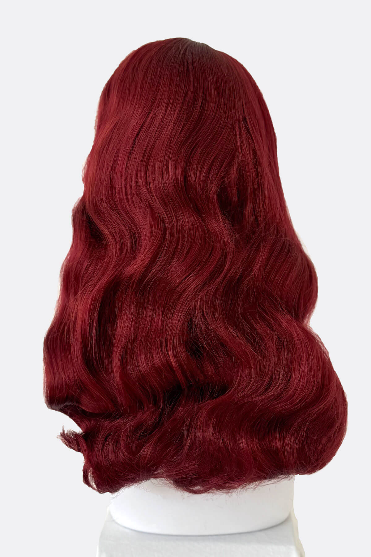 Long copper red pin-up style wig, gently wavy with short fringe: Josefina - Image 4