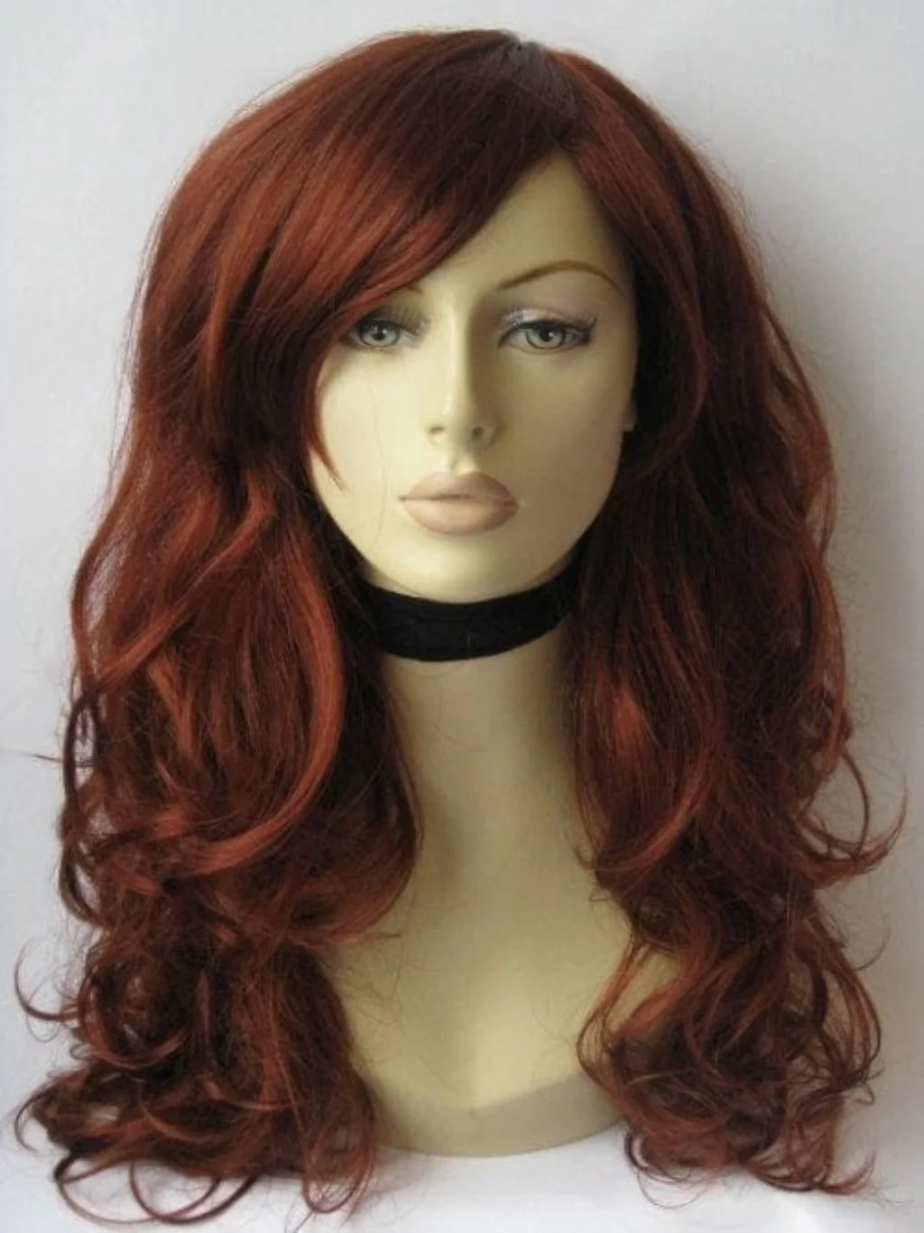 Long copper red wig with side sweeping fringe: Marcia - Image 2