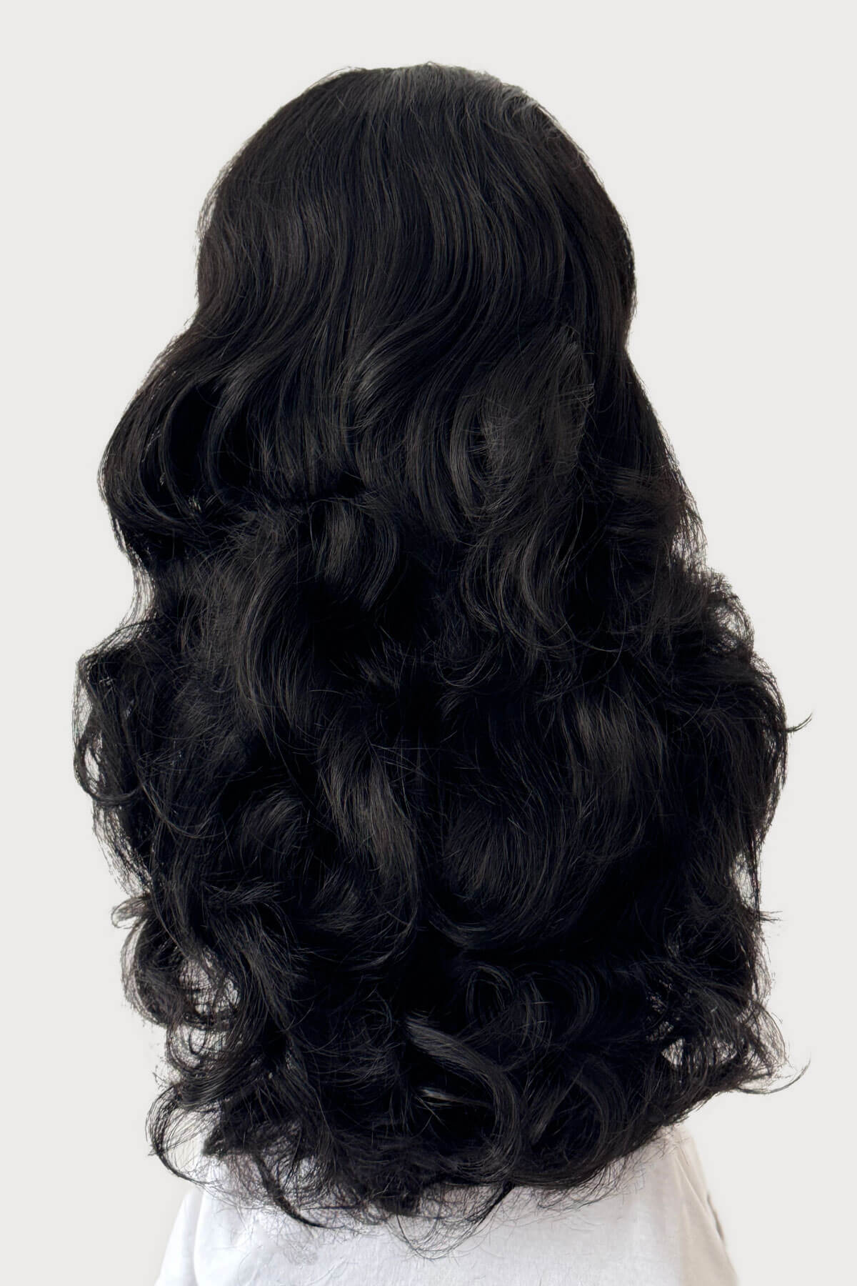 Long, curly, black half wig hairpiece: Vicky - Image 3
