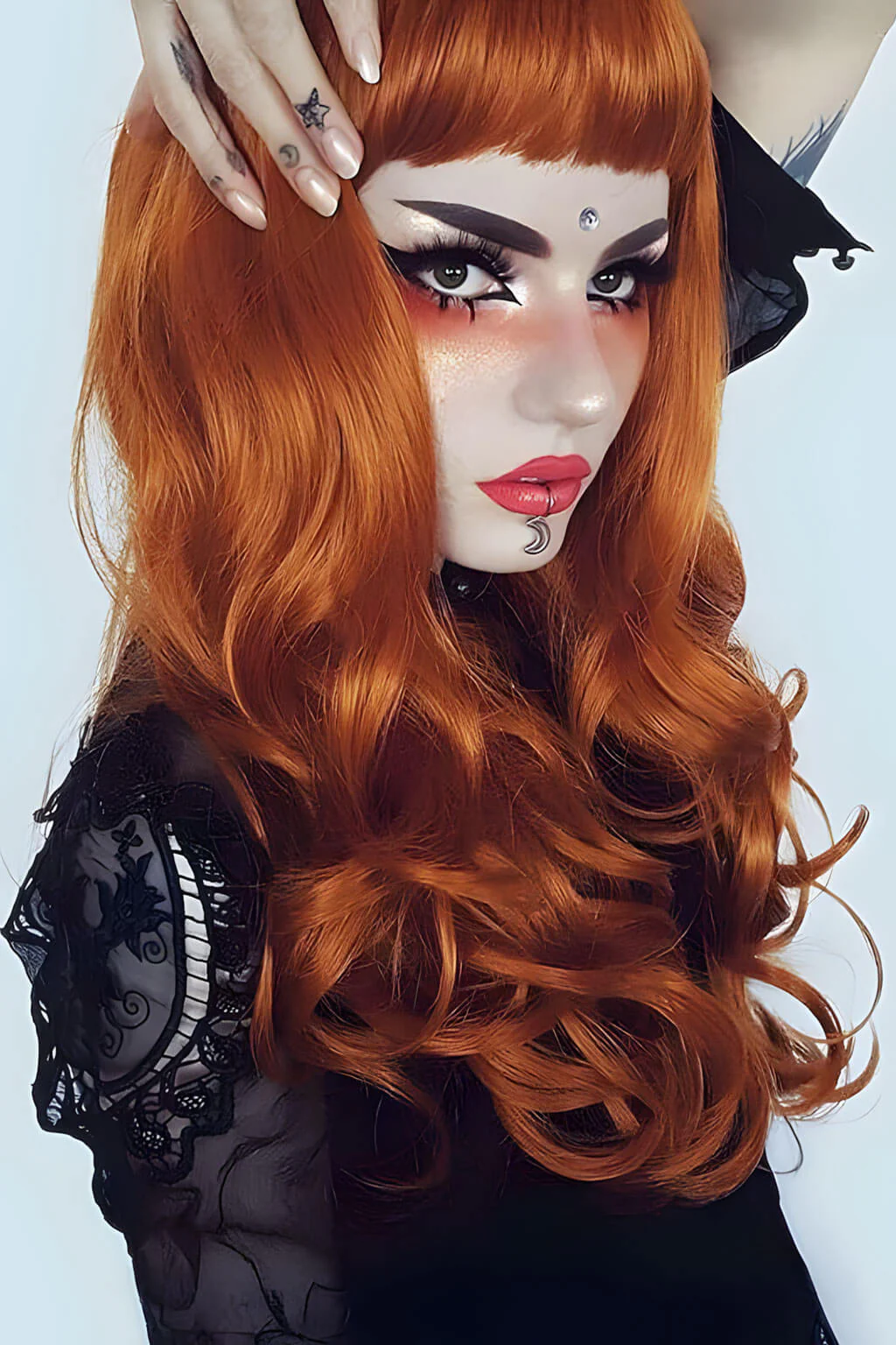 Long ginger wig with loose waves and curls: Ginger - Image 5