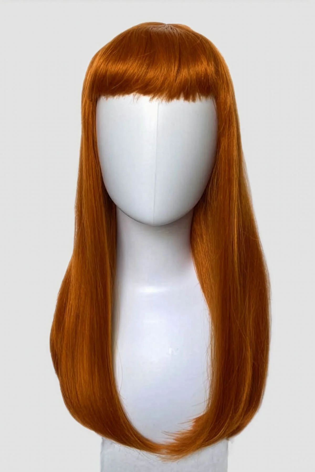 Long ginger wig with straight hair and a short, straight fringe: Daphne - Image 3