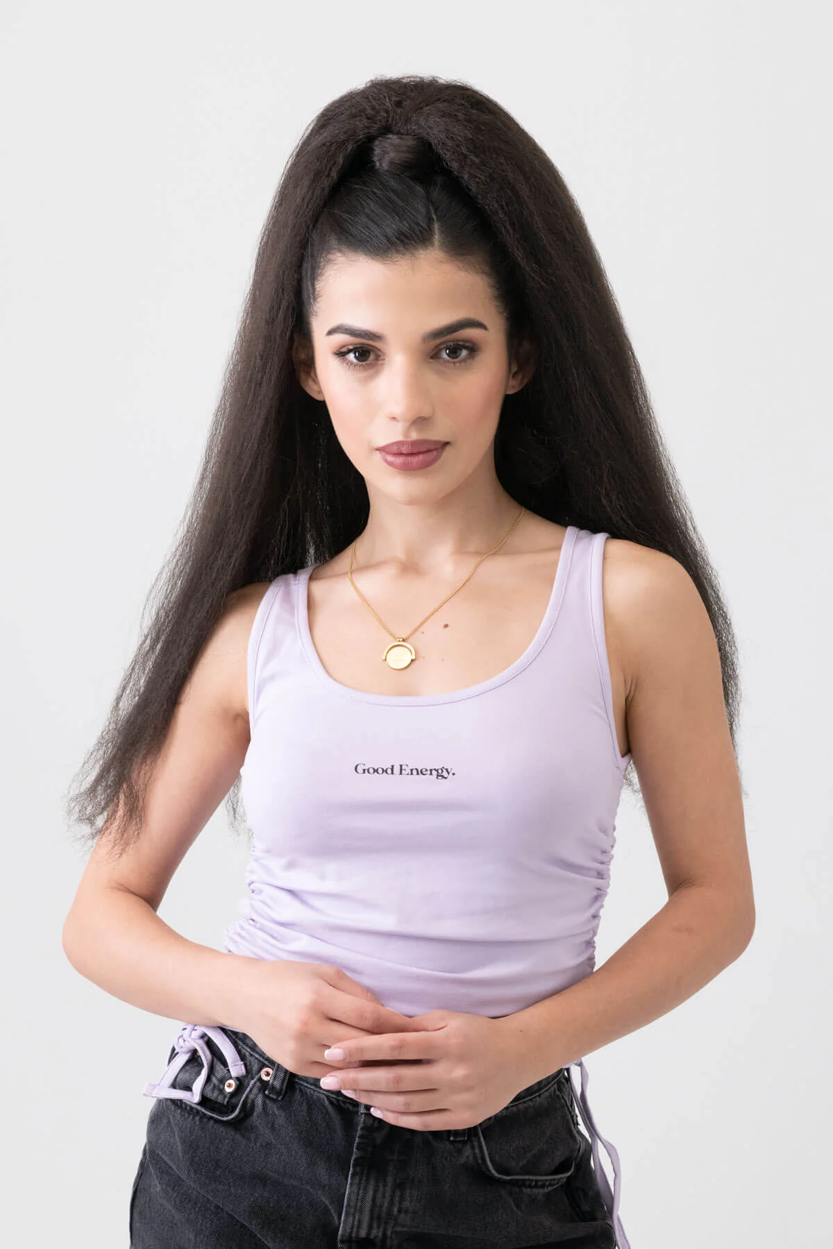 Long Yaki perm ponytail extension with tight kinks and waves: Indi - Image 4
