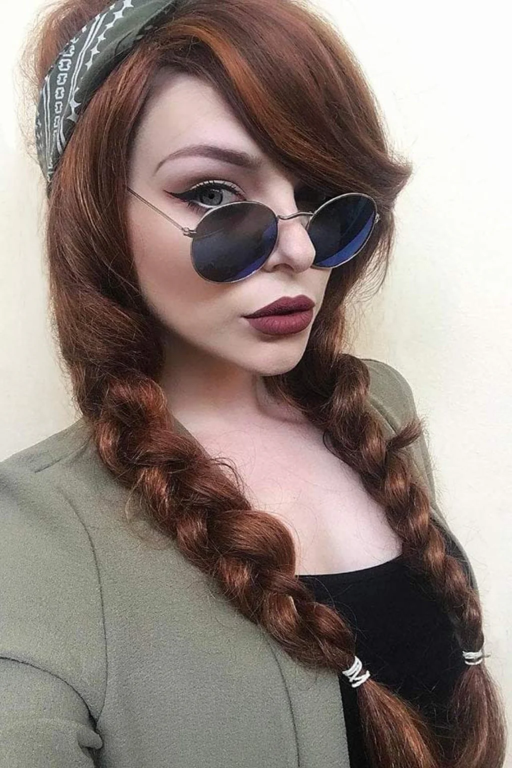 Red & auburn wig with blonde highlights, long: Freya - Image 3
