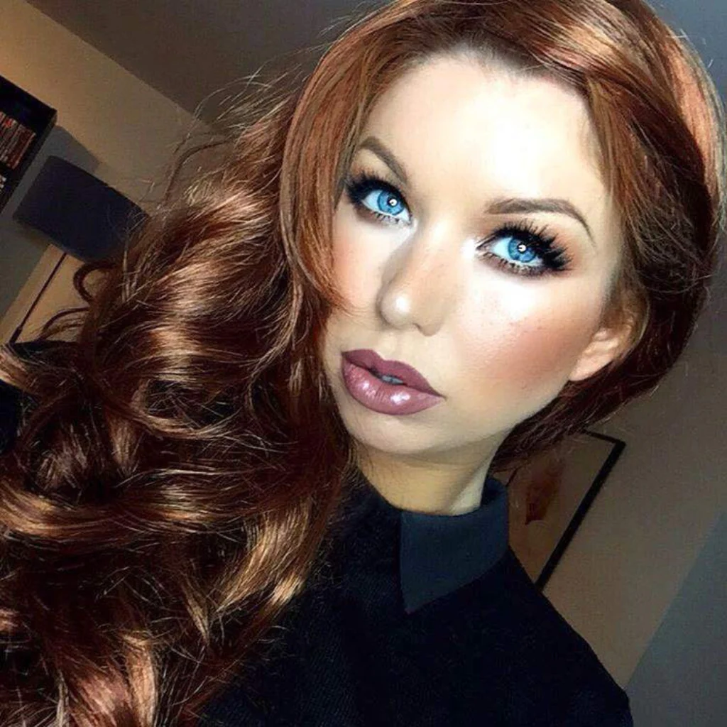 Red & auburn wig with blonde highlights, long: Freya - Image 5