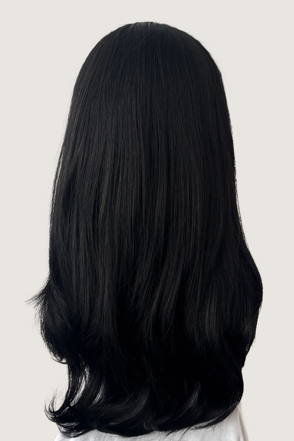 Straight black hairpiece (3/4 wig), long and layered: Raven - Image 5