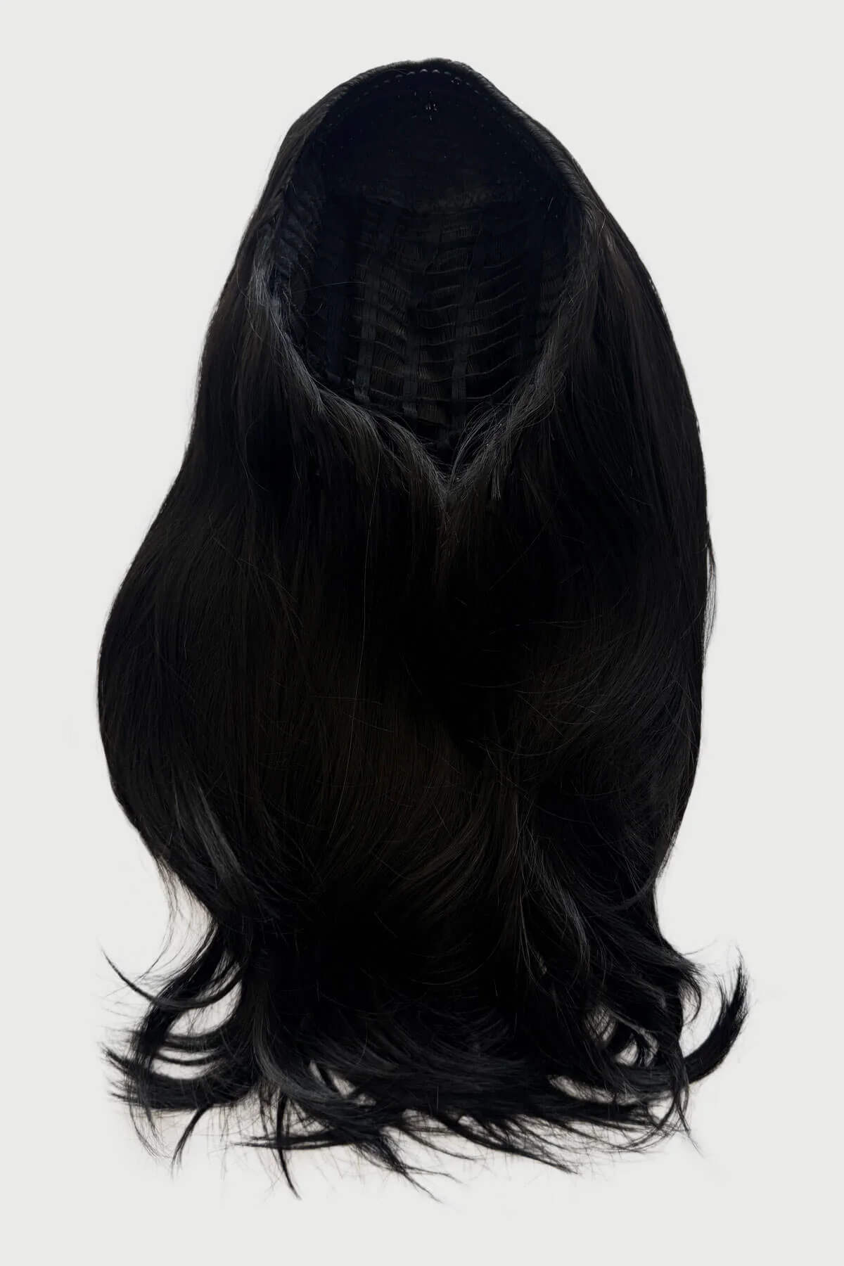 Straight black hairpiece (3/4 wig), long and layered: Raven - Image 6