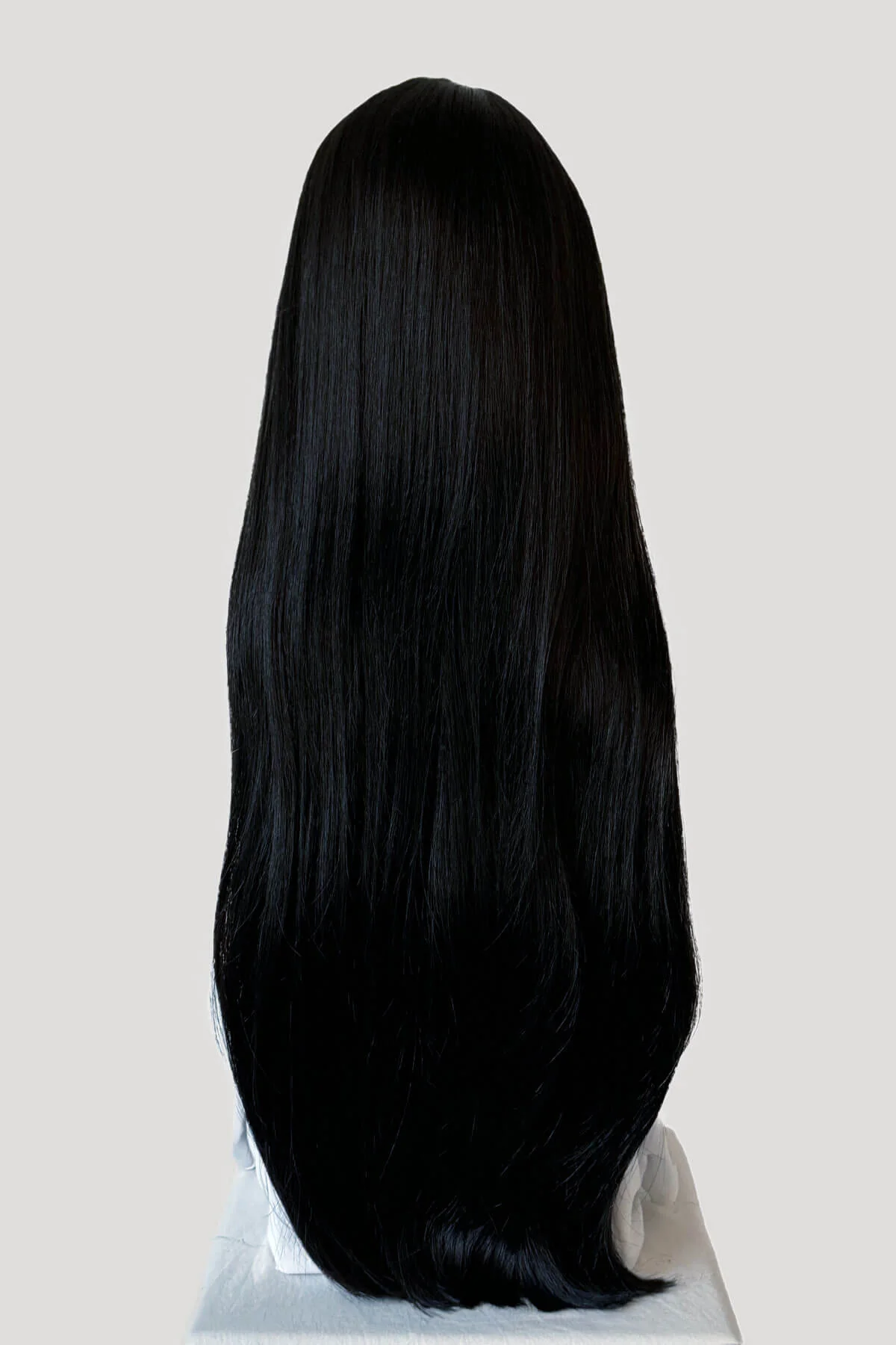 Long straight black wig with no fringe: Madeline - Image 4