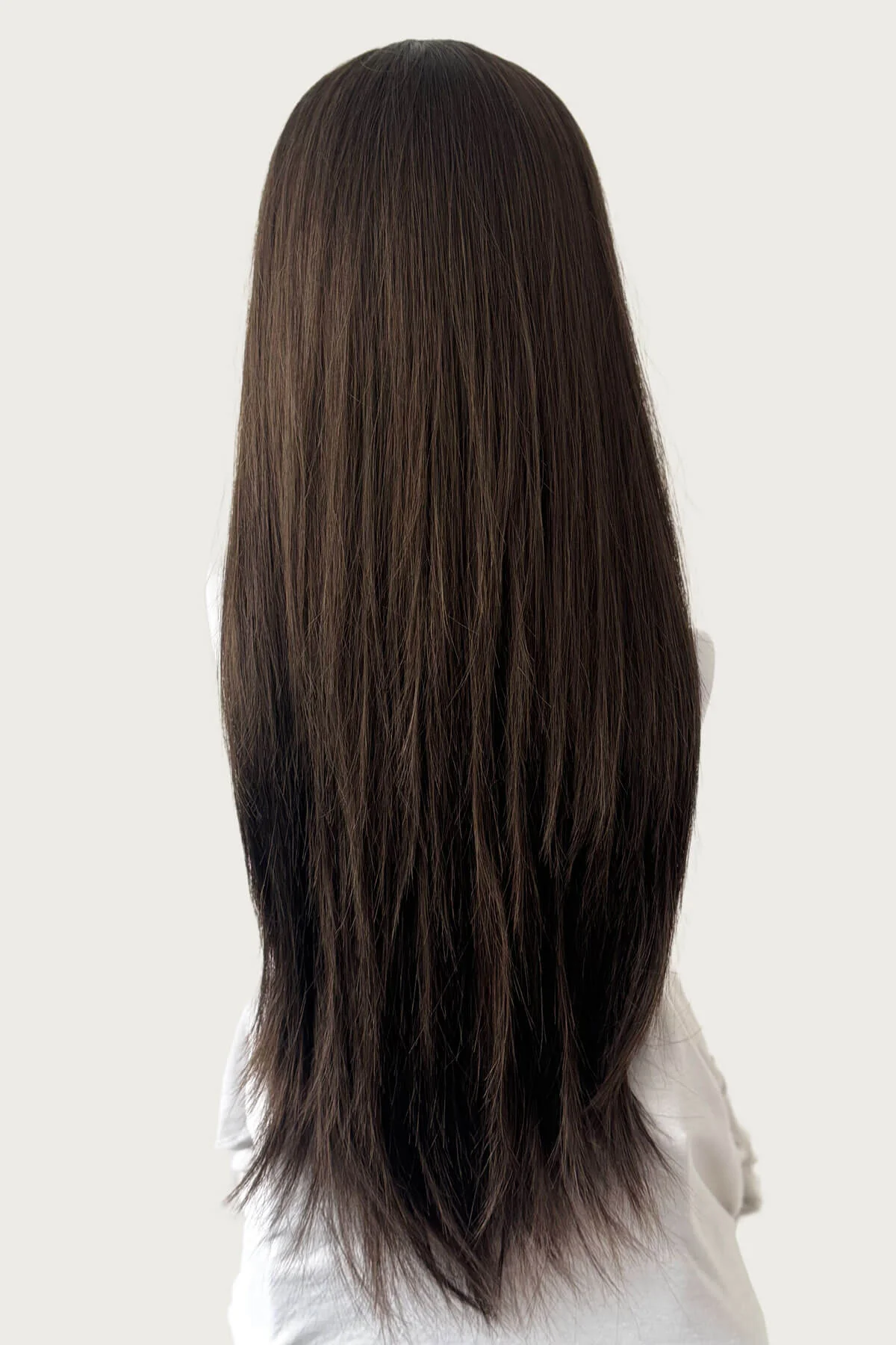 Faye - Poker Straight Sleek Extra Long Brown Half Wig - Image 13