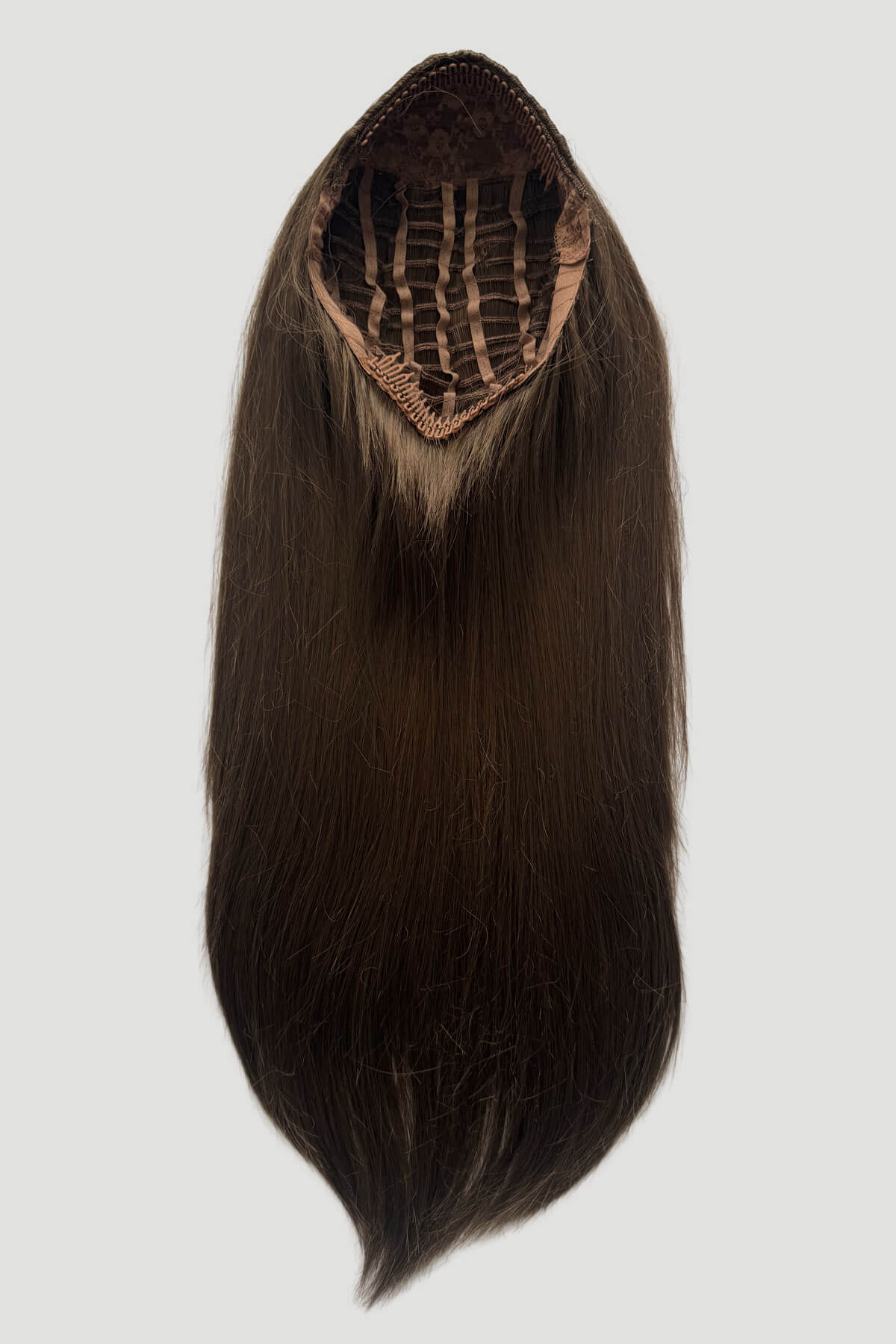 Faye - Poker Straight Sleek Extra Long Brown Half Wig - Image 19