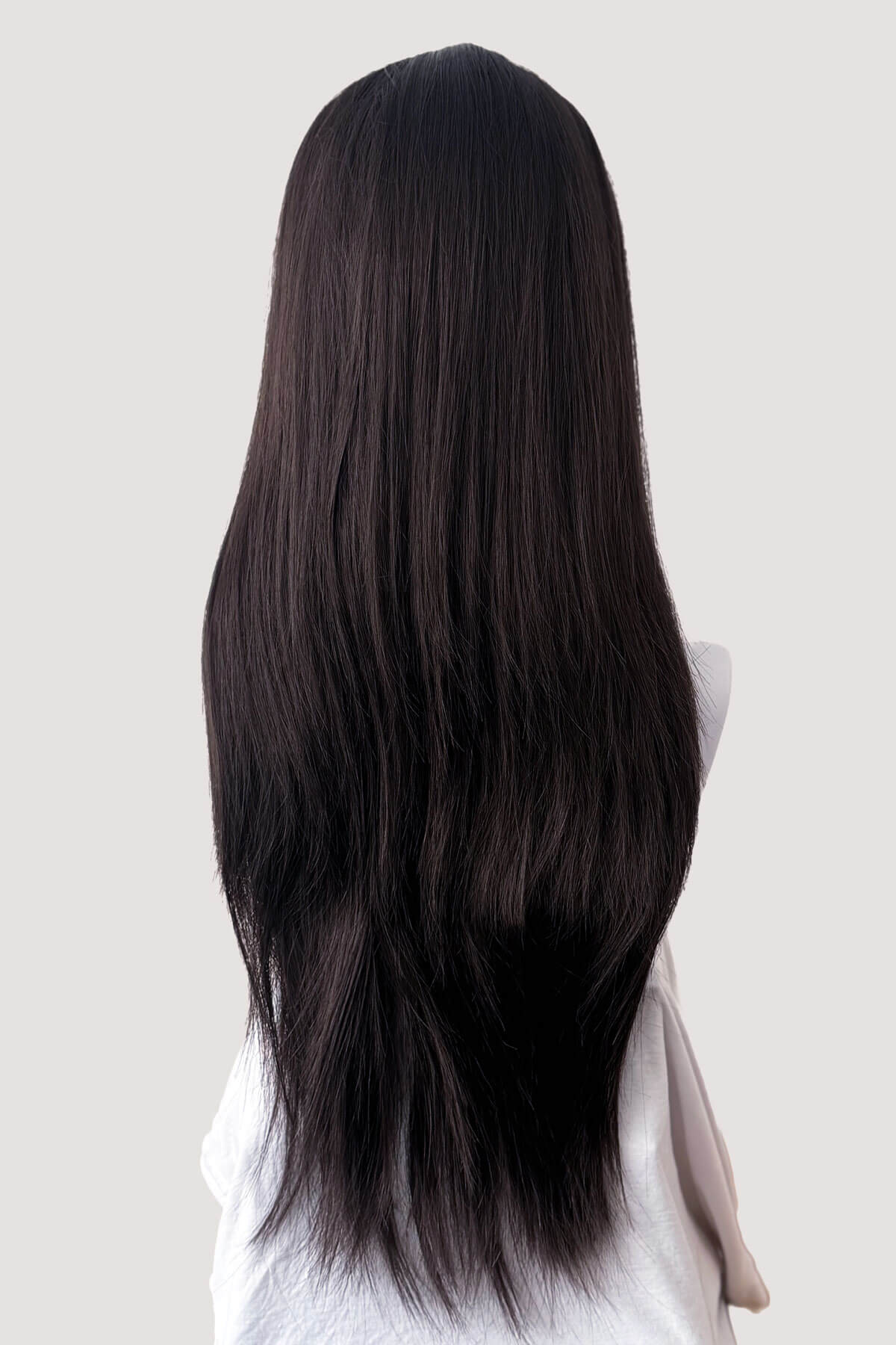 Faye - Poker Straight Sleek Extra Long Brown Half Wig - Image 4