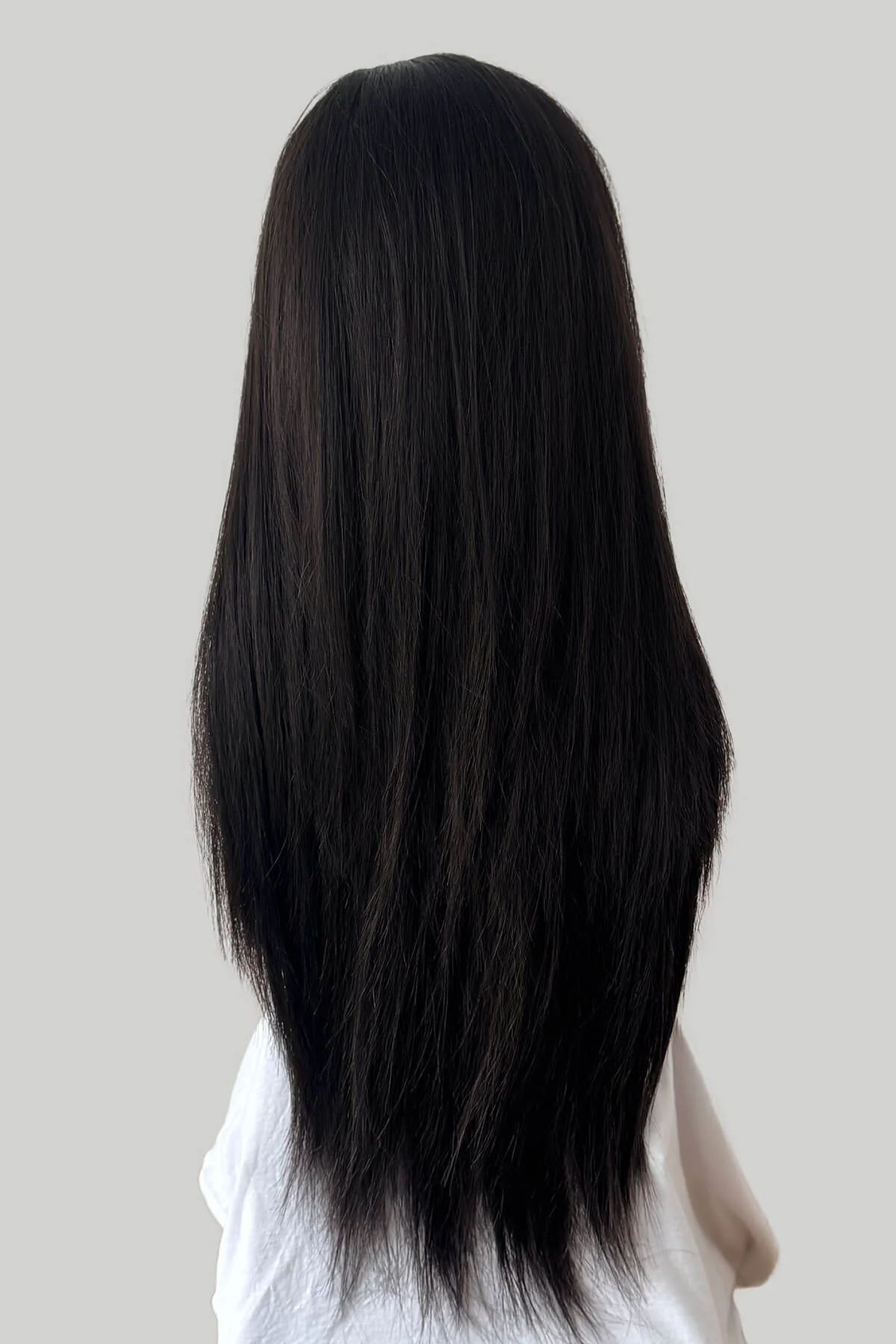 Faye - Poker Straight Sleek Extra Long Brown Half Wig - Image 9