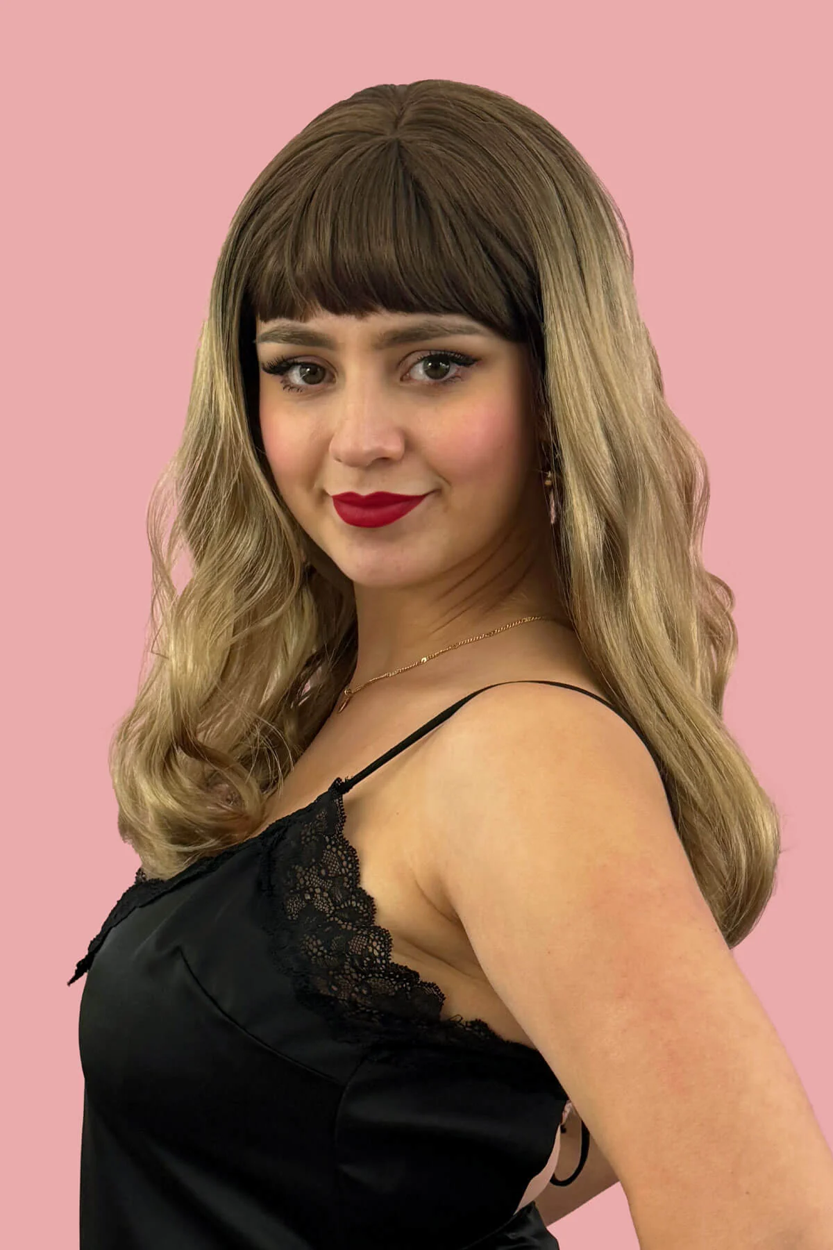 Long brown wavy bob (LOB) wig blended brown to blonde: Avery - Image 3