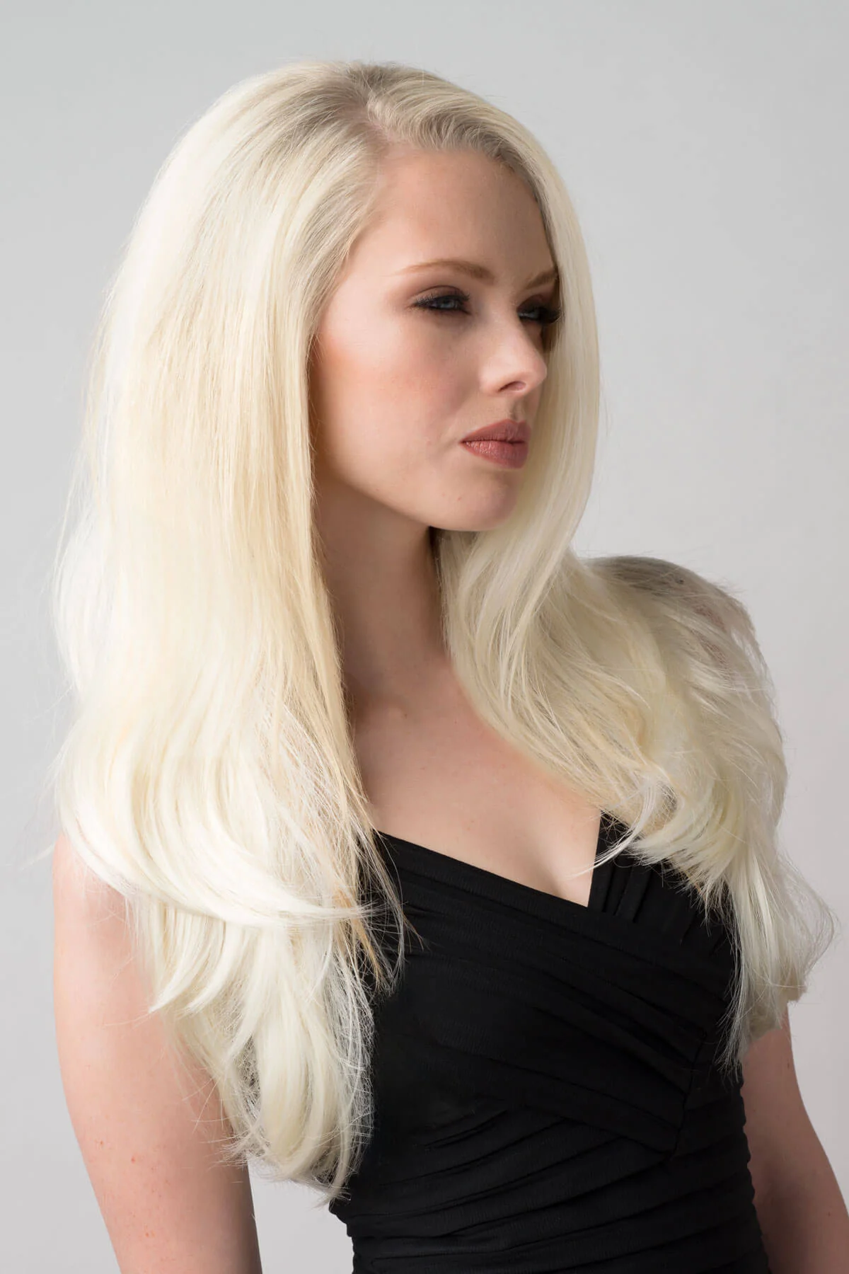 Platinum Blonde Half Wig - Long Straight Layered Hairpiece: Gwen - Image 3