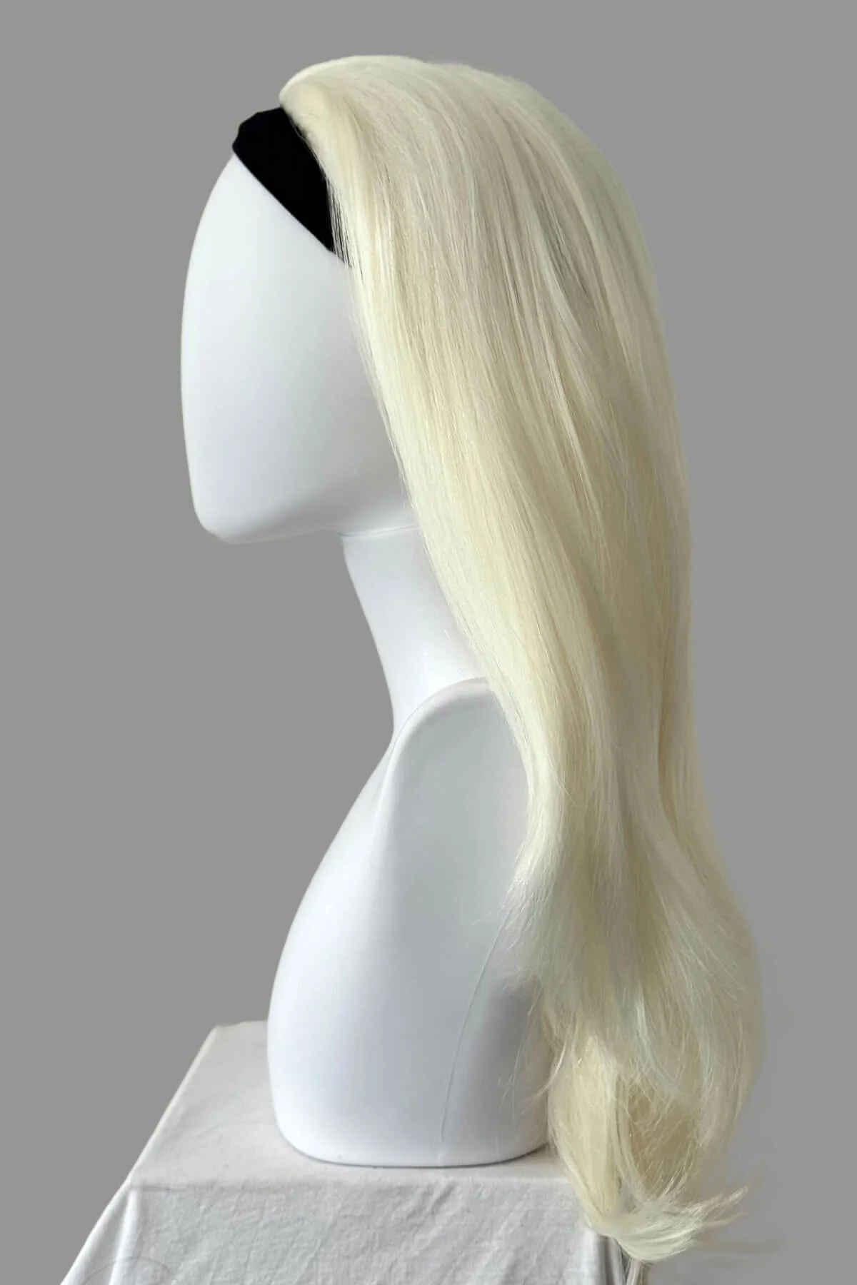 Platinum Blonde Half Wig - Long Straight Layered Hairpiece: Gwen - Image 4